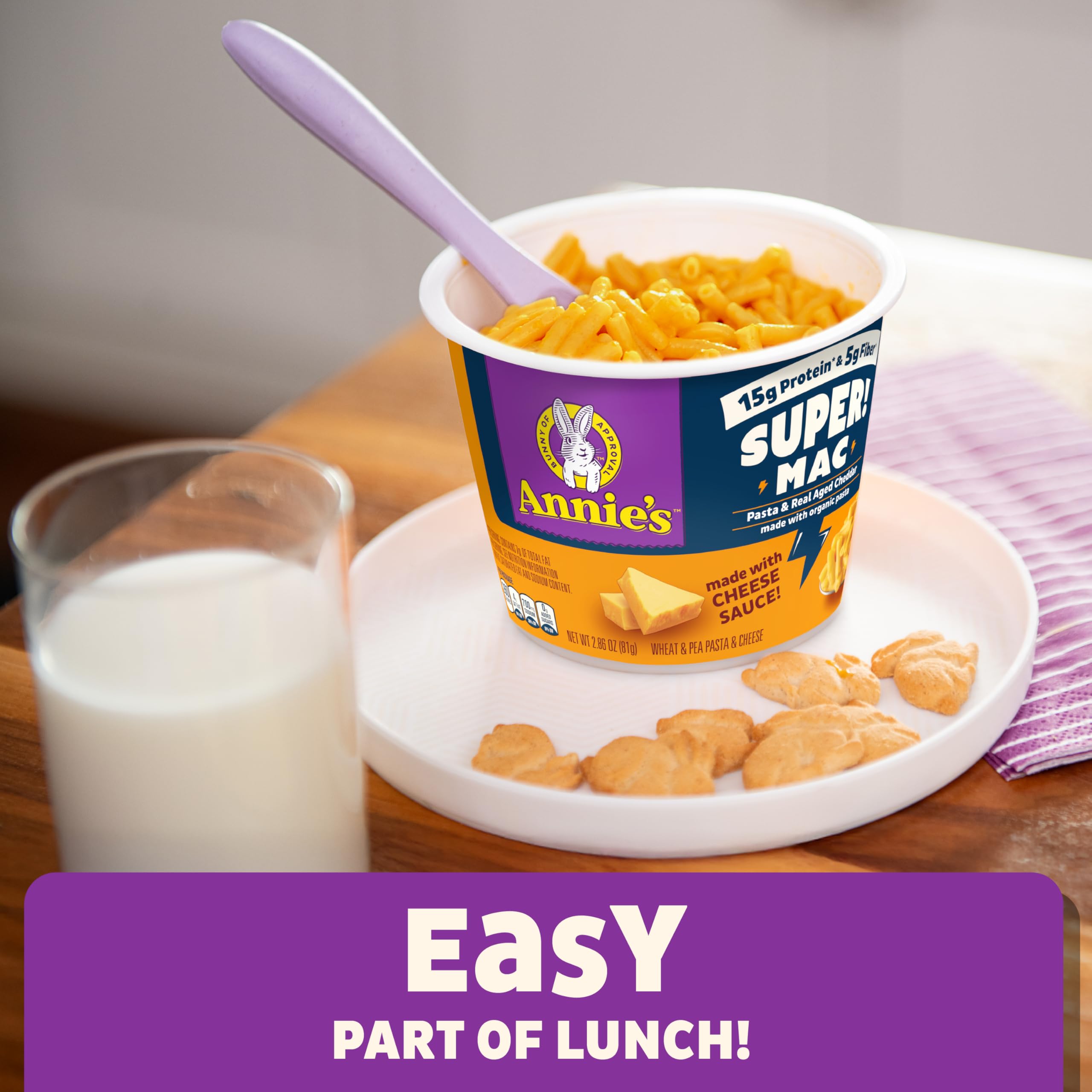 Annie's Super! Mac Microwave Pasta and Real Aged Cheddar Cups, 4 Ct, 11.44 oz