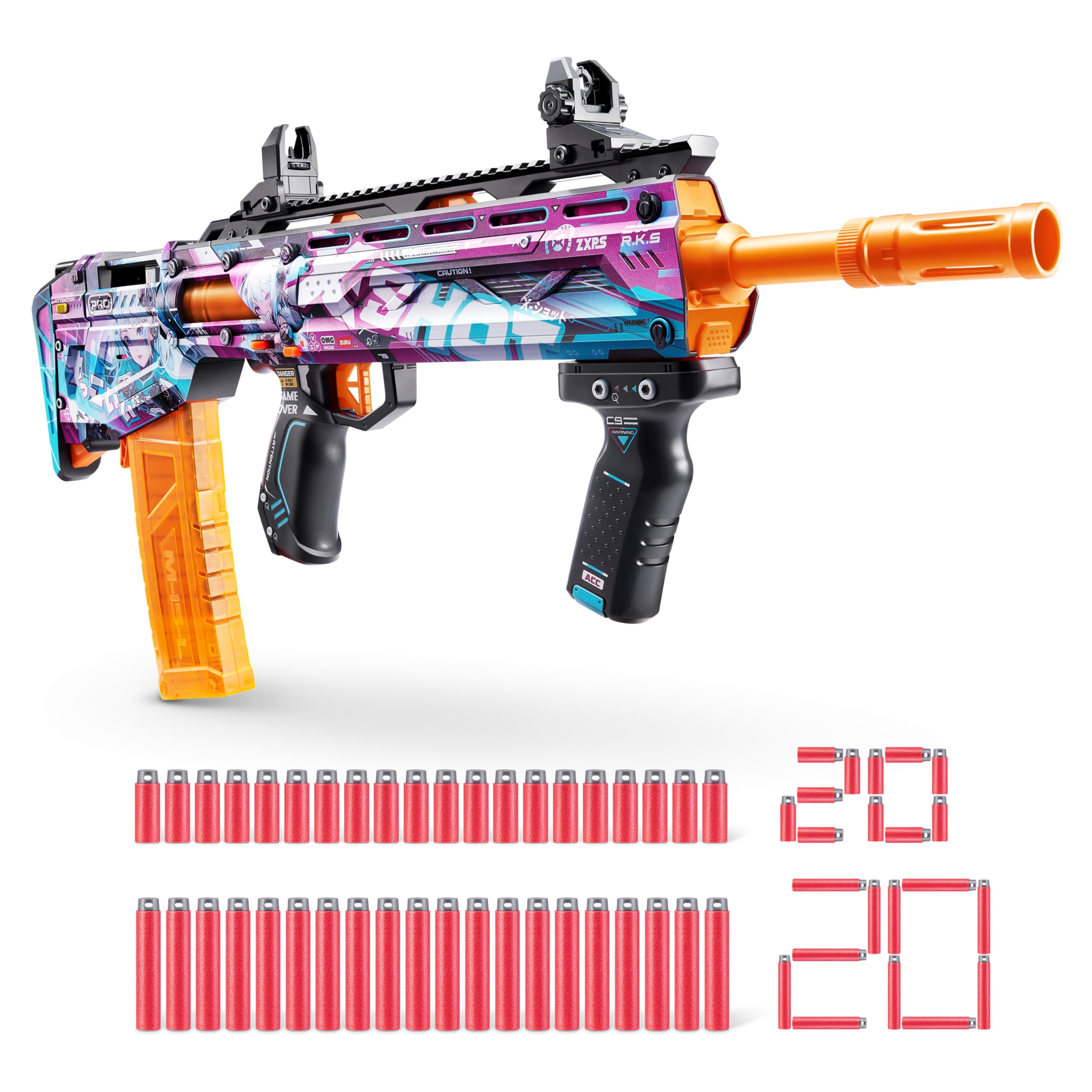 XSHOT Skins Pro Series 1 - Lanzador de Tiro Largo de Anime con 40 Dardos, tecnología de Bolsillo de Aire y Almacenamiento de Dardos, Juguete al Aire Libre para niños y niñas, Adolescentes y Adultos