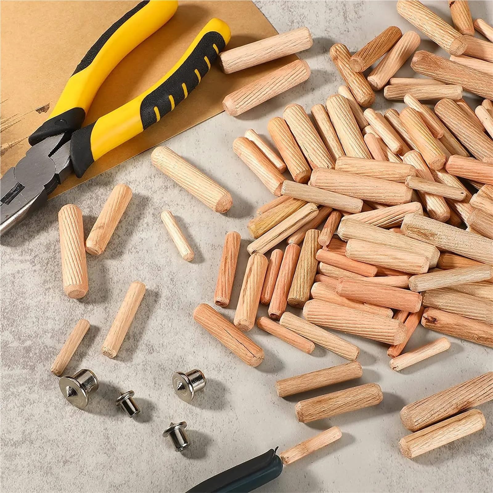 Holzdübel, Holzdübelstifte, 1000-teiliges Holzdübelstangen-Set for Möbel, Schränke, Schubladen, rund, geriffeltes Holz, DIY-Handwerk(6x30mm)