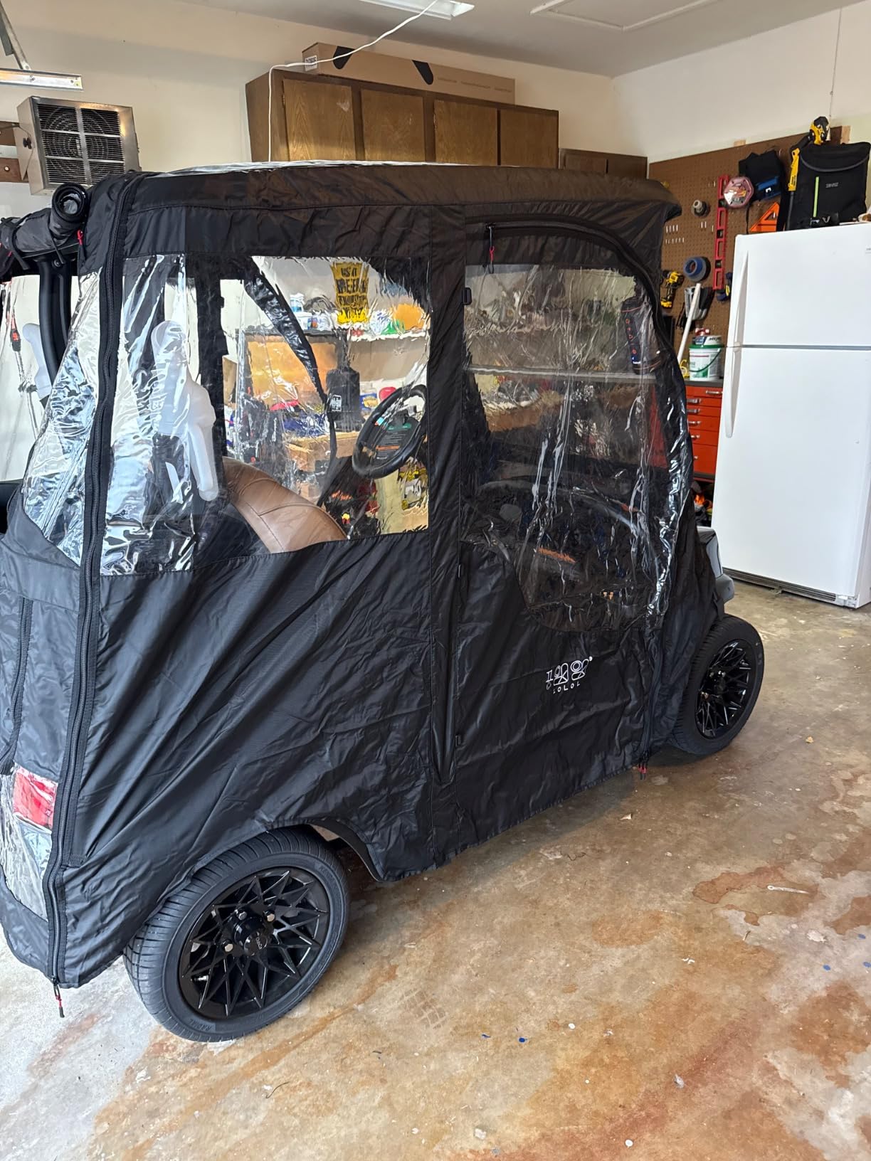10L0L Deluxe Golf Cart Enclosure 2 Passenger for Club Car Precedent, Onward & Tempo Golf Cart, 4 Sided Clear PVC Window with Security Side Mirror Openings and Zipper Entry Golf Cart Rain Cover