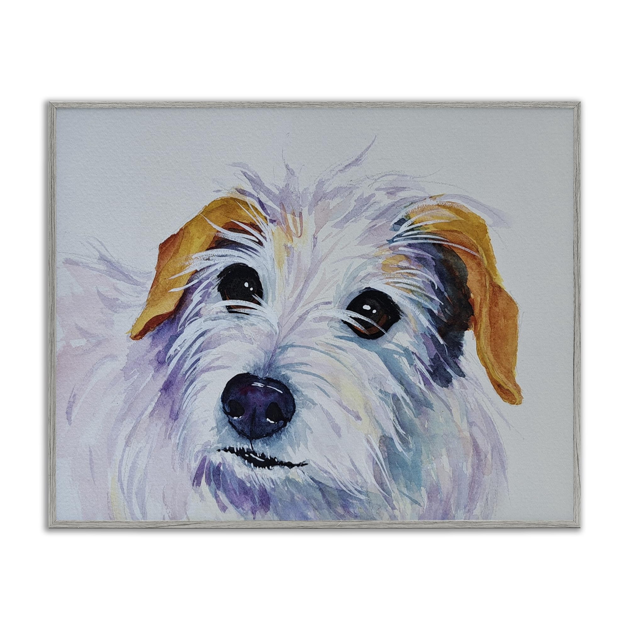 Stupell Industries White Terrier Dog Portrait Gray Framed Giclee Art, design by Tatiana Roberts, 11 x 14