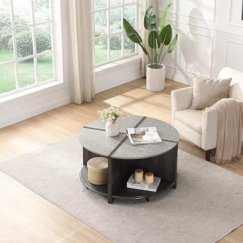 Miniatura 80 de Mesa de centro redonda para sala de estar, centro circular pequeño de madera maciza, diseño moderno, muebles para el hogar, mesa de centro para sala