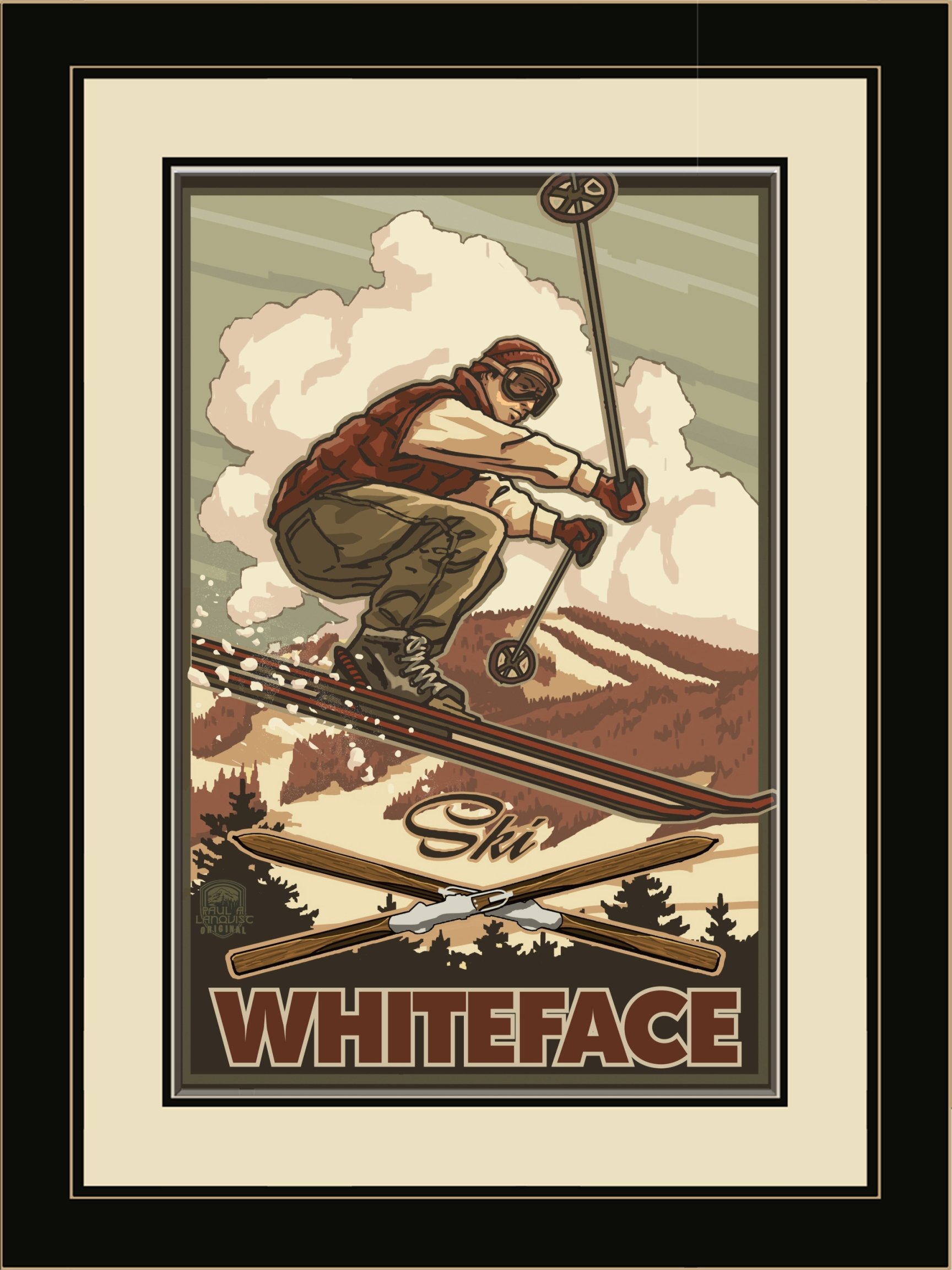 Northwest Art Mall PAL-5327 LFGDM CA Whiteface New York Catching Air Skier incorniciato da parete dell'artista Paul A. Lanquist, 50,8 x 66 cm