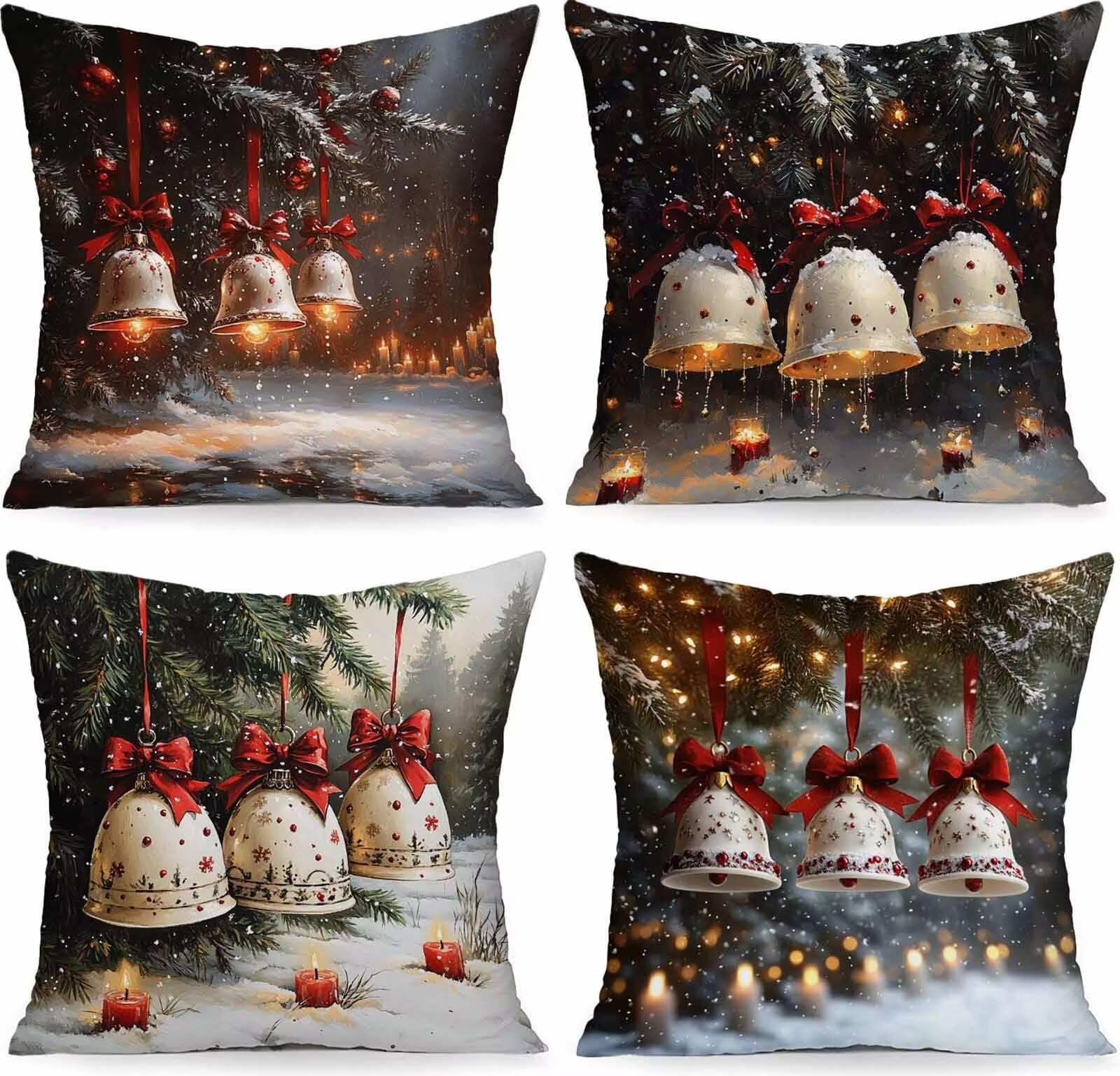 Housses de coussin imperméables 80x80 cm lin rouge lot de 4 pour canapé lit extérieur