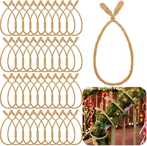 Miniatura 10 de Zhengmy 20 lazos de guirnalda de Navidad extra largos de 25 pulgadas, lazos decorativos de Navidad para barandilla, reutilizables, flexibles