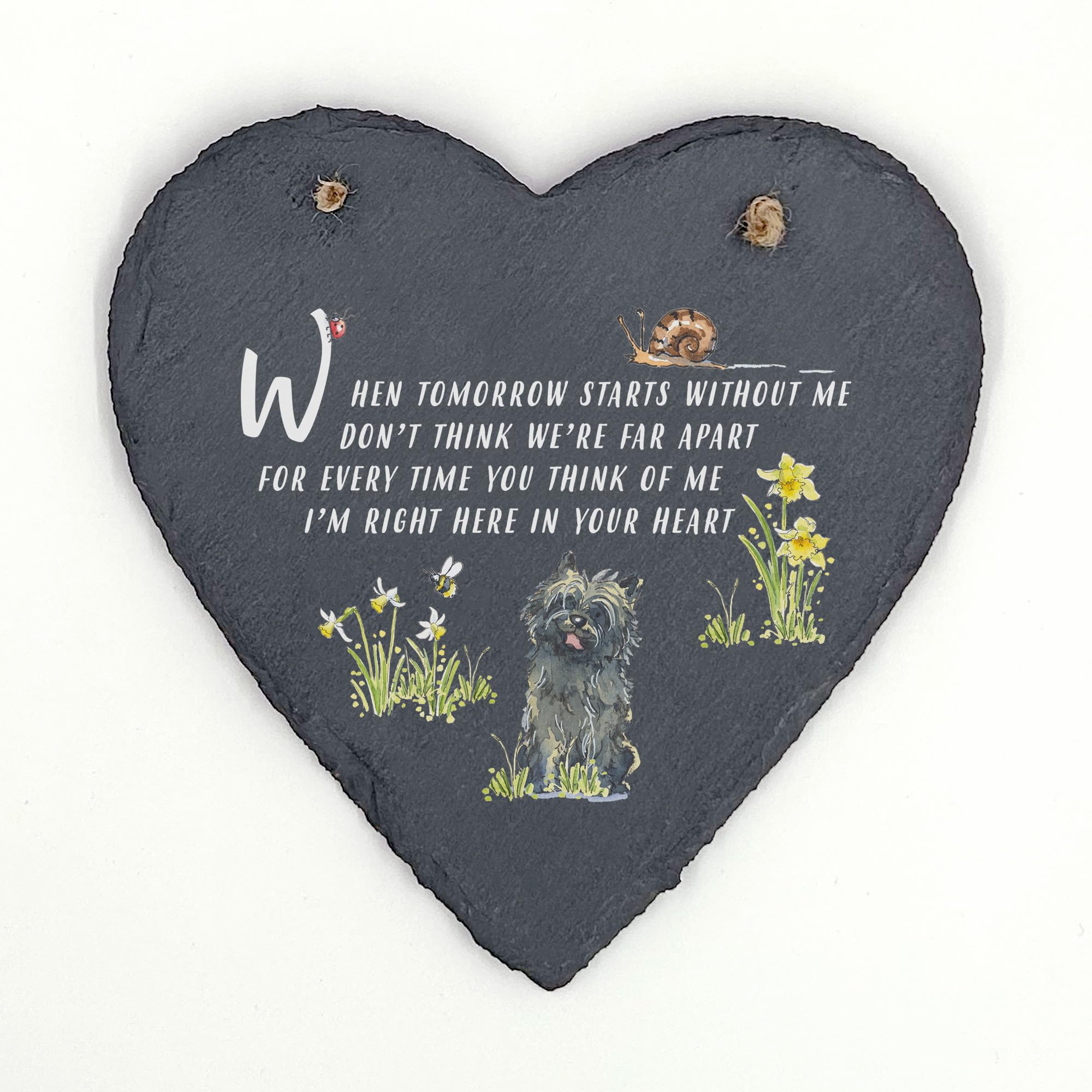 Image Industry Black Cairn Terrier Memorial Slate Heart Keepsake – Dog Remembrance Plaque Sympathy Gift Pet Loss Ornament Hanging Decoration