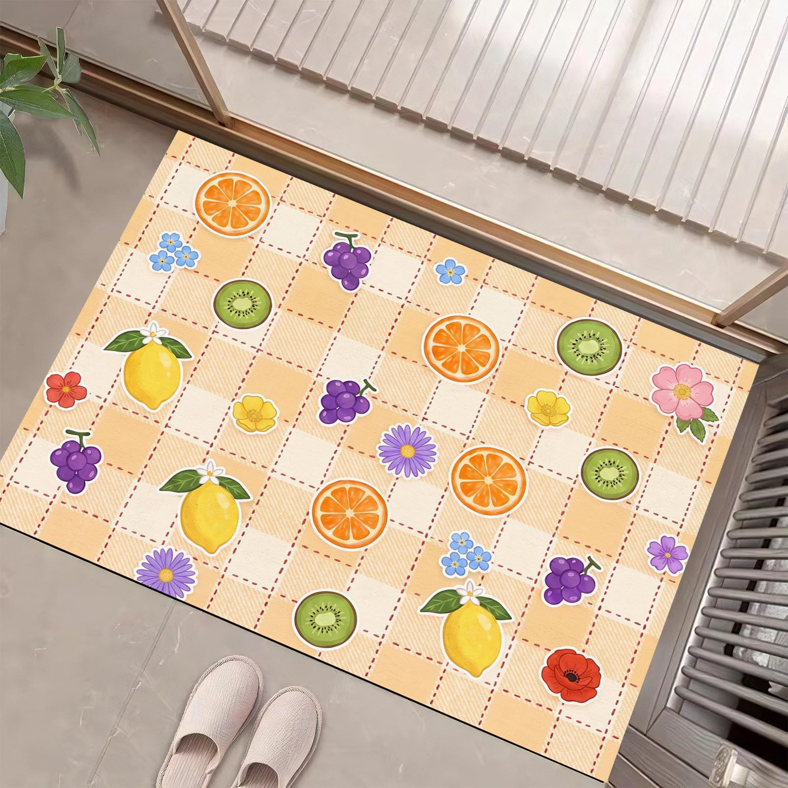Orange Chaud Autocollants De Dessin Animépaillasson Durable Et Antidérapant Retient L’Eau Et Les Saletés Facile À Nettoyerpaillasson Interieur80 X 120 Cmtapis D'Entrée Antidérapant