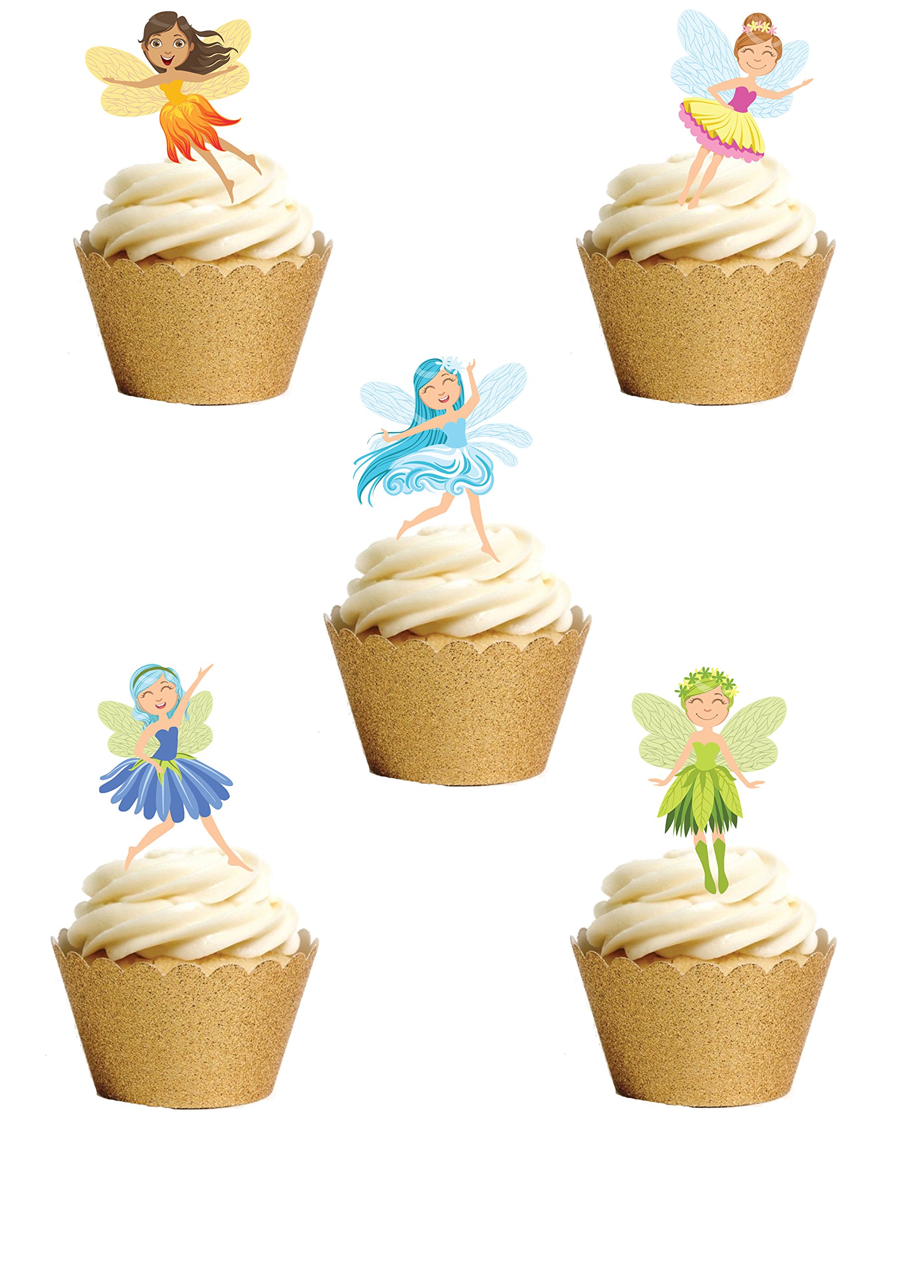 Décorations Comestibles Dekora - 39 Pièces Fleurs Jaunes Et Papillons Rouges Pour Cupcakes