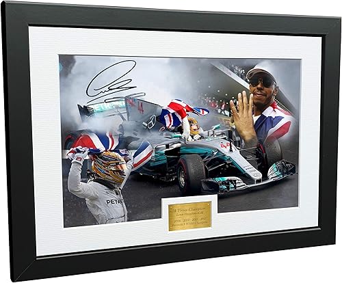 Mercedes-AMG Petronas - Marco de fotos con autógrafo A4 de 12 x 8 pulgadas, modelo Lewis Hamilton, edición de celebración del campeón del mundo 4