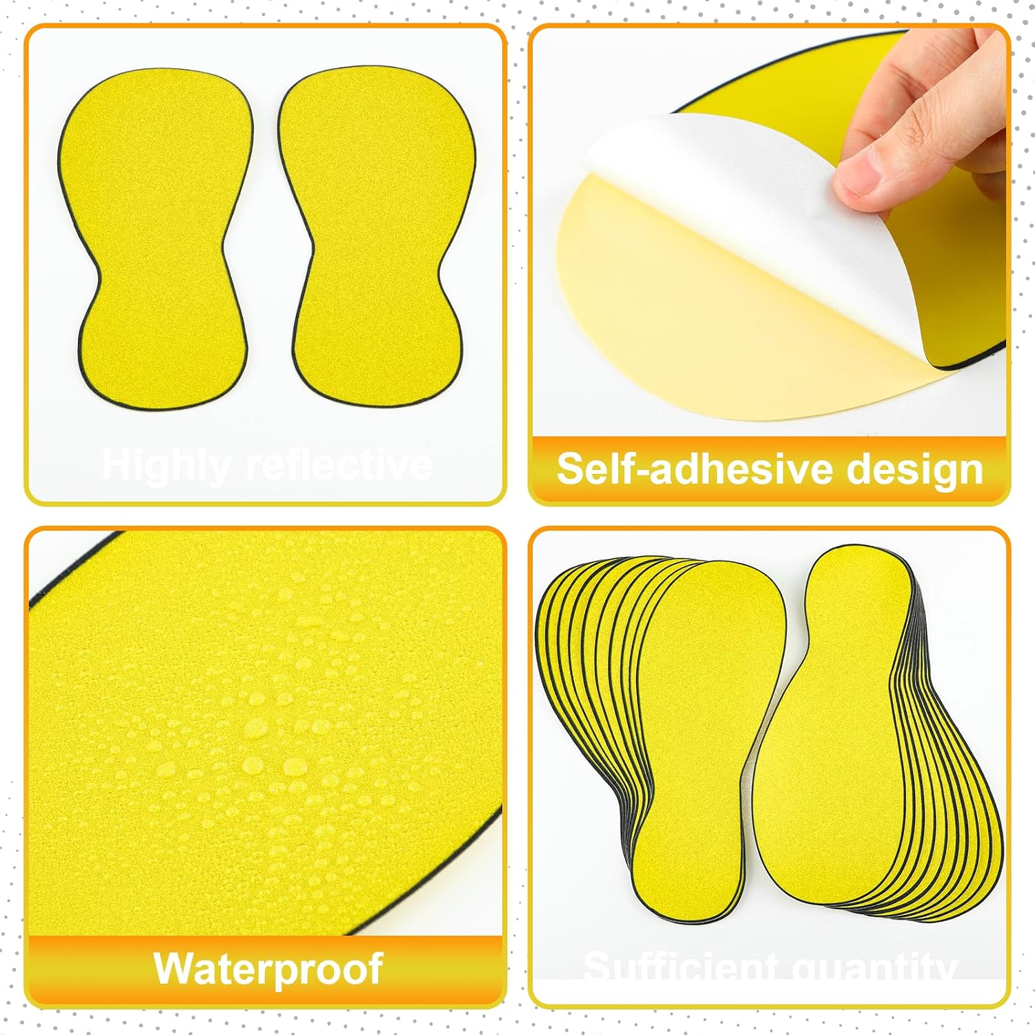 Watersay 10 Pairs Footprint Cutouts Anti-Slip Floor Stickers, 10 Inch
