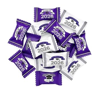 Purple Graduation Butter Mints Class of 2026 Candies Bag 100 Count Individually Wrapped Congratulations Grad Mint Candy 13 Ounce Bags Goody Treat Sweet Holiday Dinner Party Supplies Decoration