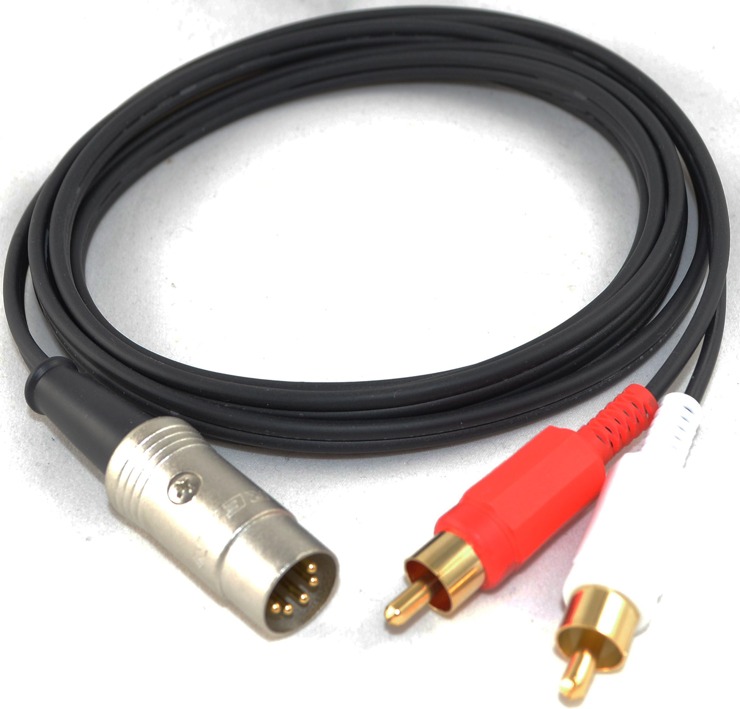 5 Pin DIN to 2 x RCA Phono Plugs Gold 1 Metre Interconnect Cable for ...