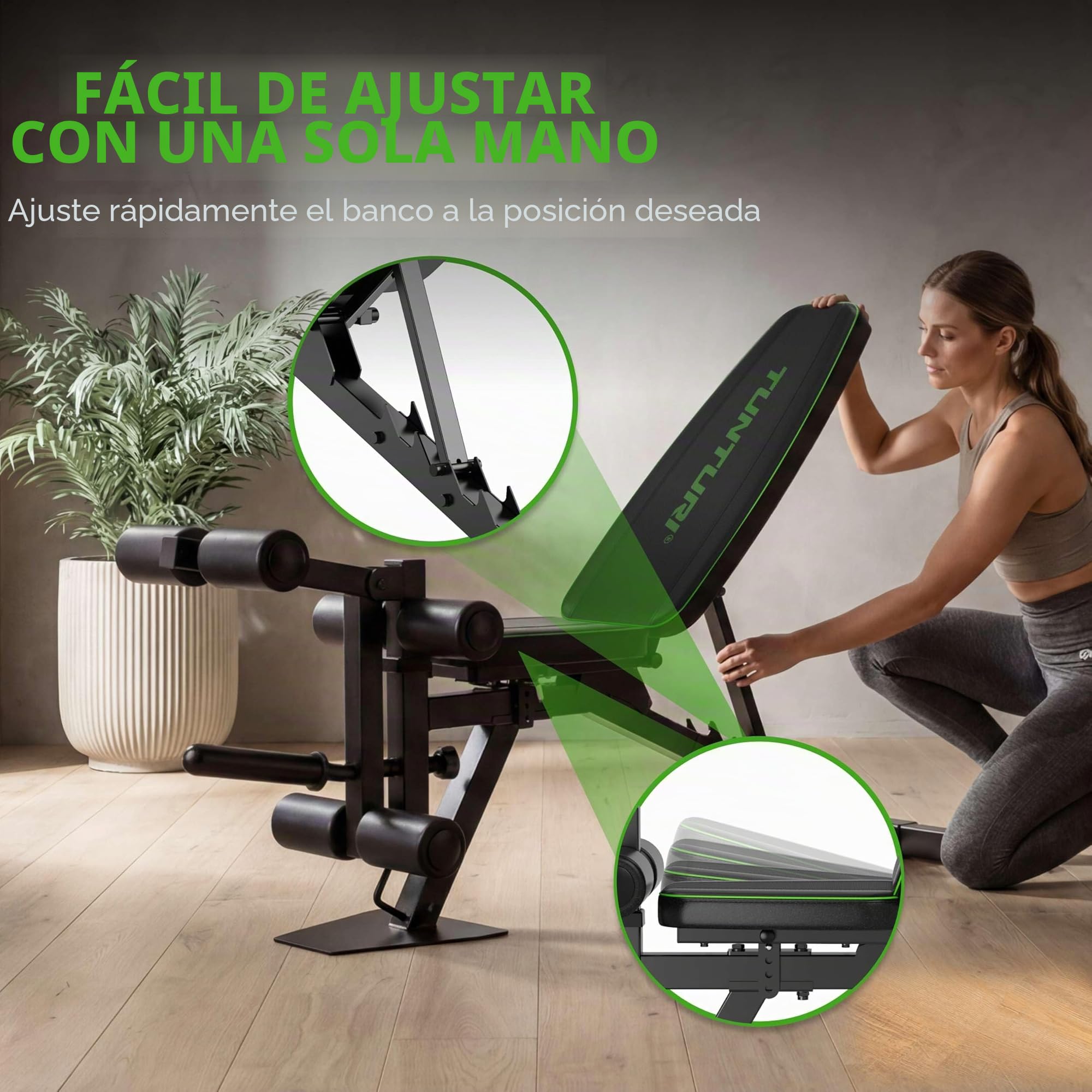 Tunturi Uni UB60 Utility Bench Oblicuo Banco, Negro, 1