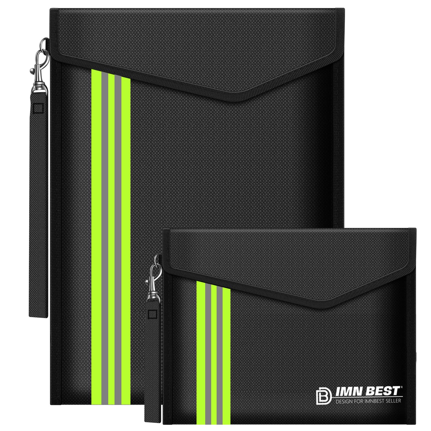 ImnBest 2 pcs Fireproof Document Bag Set, Non-Itchy Silicone Coated Fire Resistant Bag, Safe Storage for Money Documents