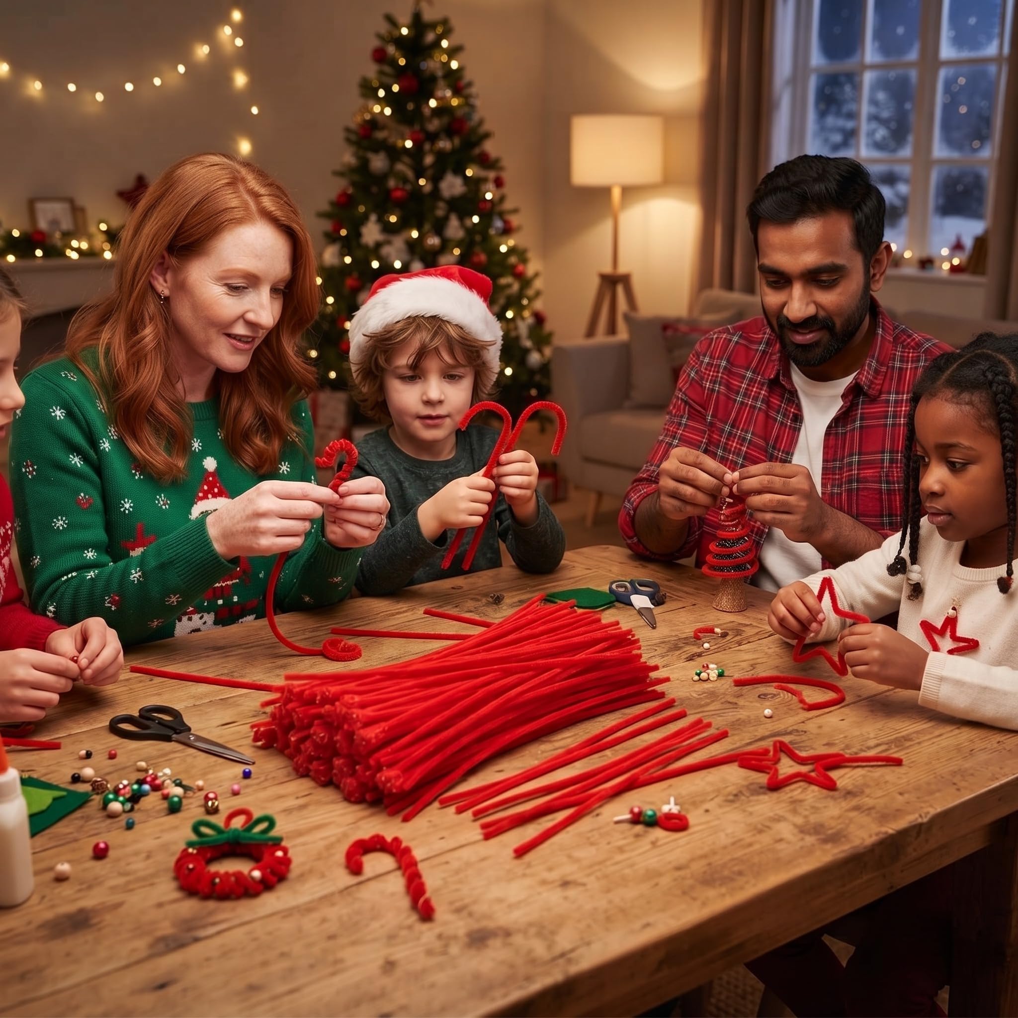 Newwiee Pfeifenreiniger, Chenille-Stiele, flauschige Stäbe für Kinder, Bastelbedarf, Bastelbedarf, Projekte, kreative Dekoration, Geburtstag, Halloween, Party, Geschenk, Rot, 1000 Stück
