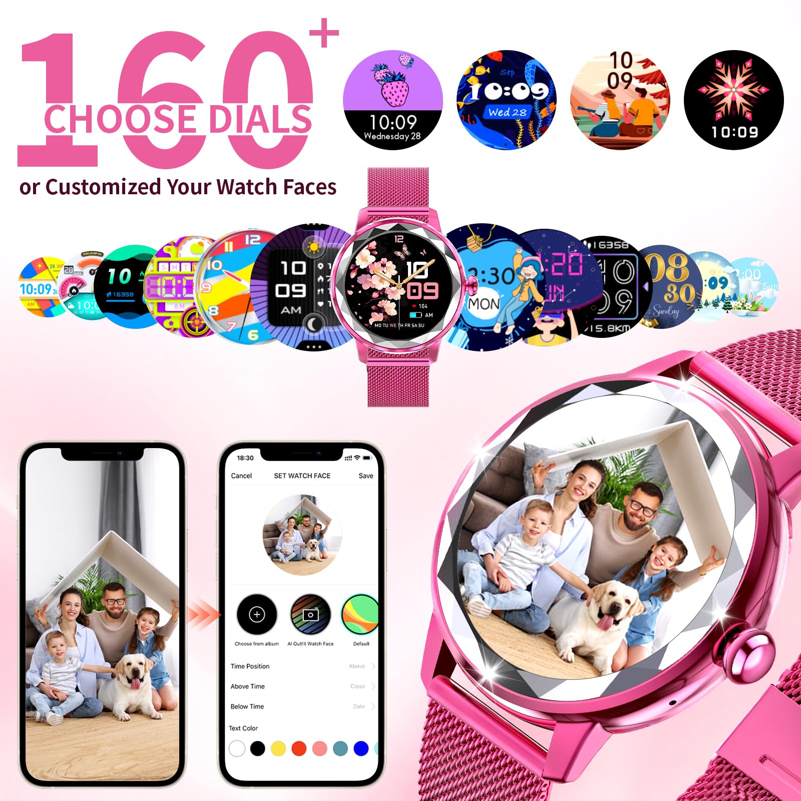 Reloj Inteligente Mujer, Pantalla de 1,2 Pulgadas