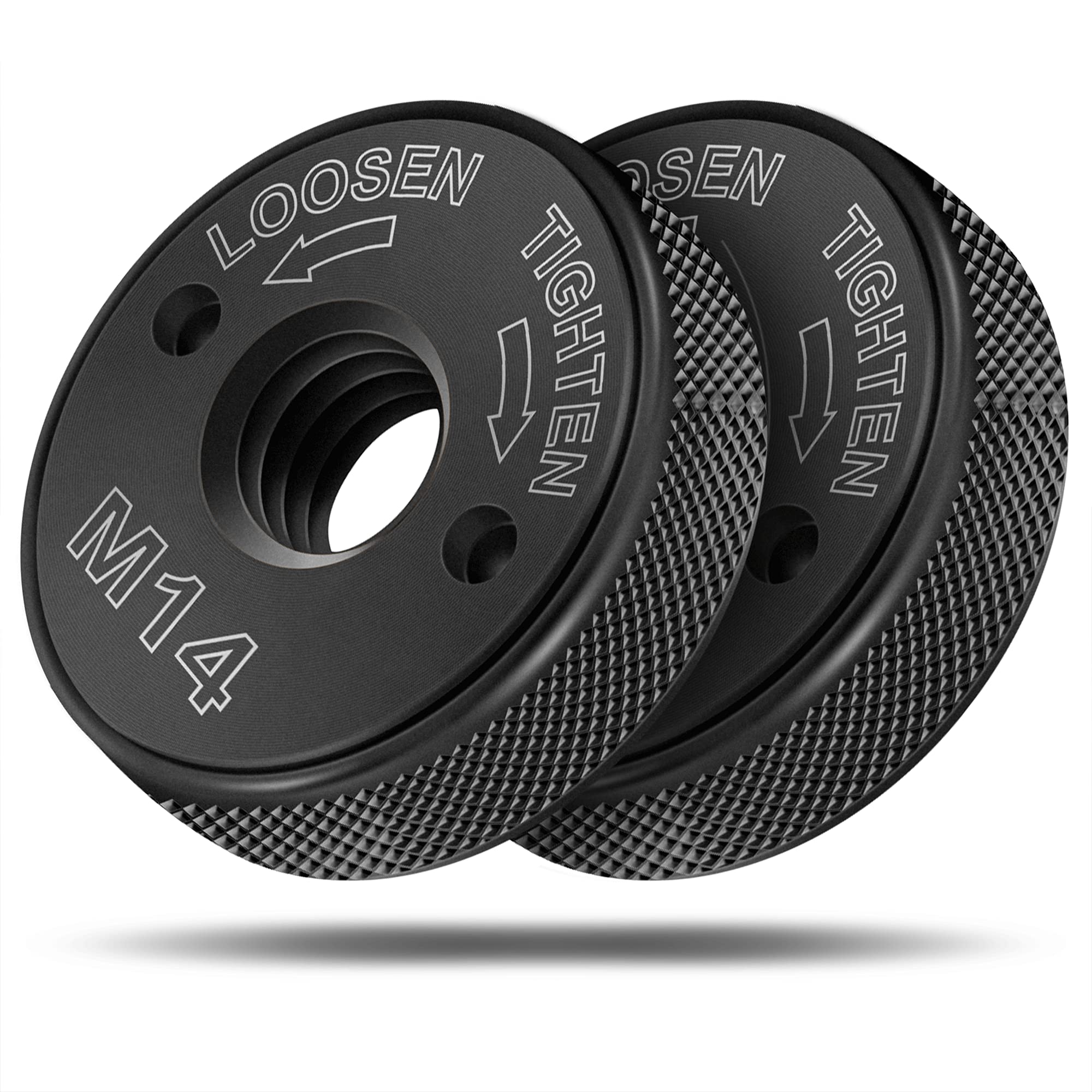 Ecrou à dégagement rapide Ventvinal SDS Clic M14, pour toutes les meuleuses d'angle d'AEG, Black & Decker, Dewalt, Flex, Hitachi, Metabo, Makita etc. (2x écrou de serrage), noir
