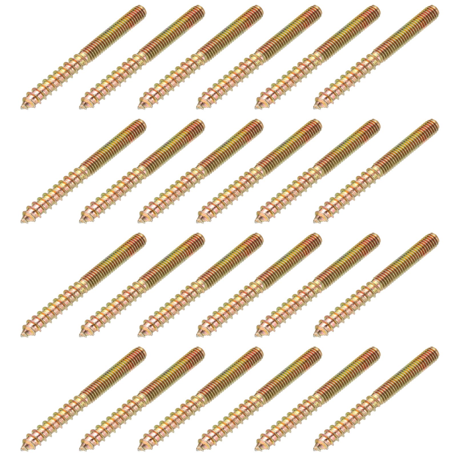 YELARXI M6 Hanger Bolts, 2.4"(60mm) Length Double Headed Bolts Self-Tapping 6mm Screw Wood Dowel Screw Bolt Furniture Accessories - Fitting for (Wood Joint Furniture Legs) 24 Pcs