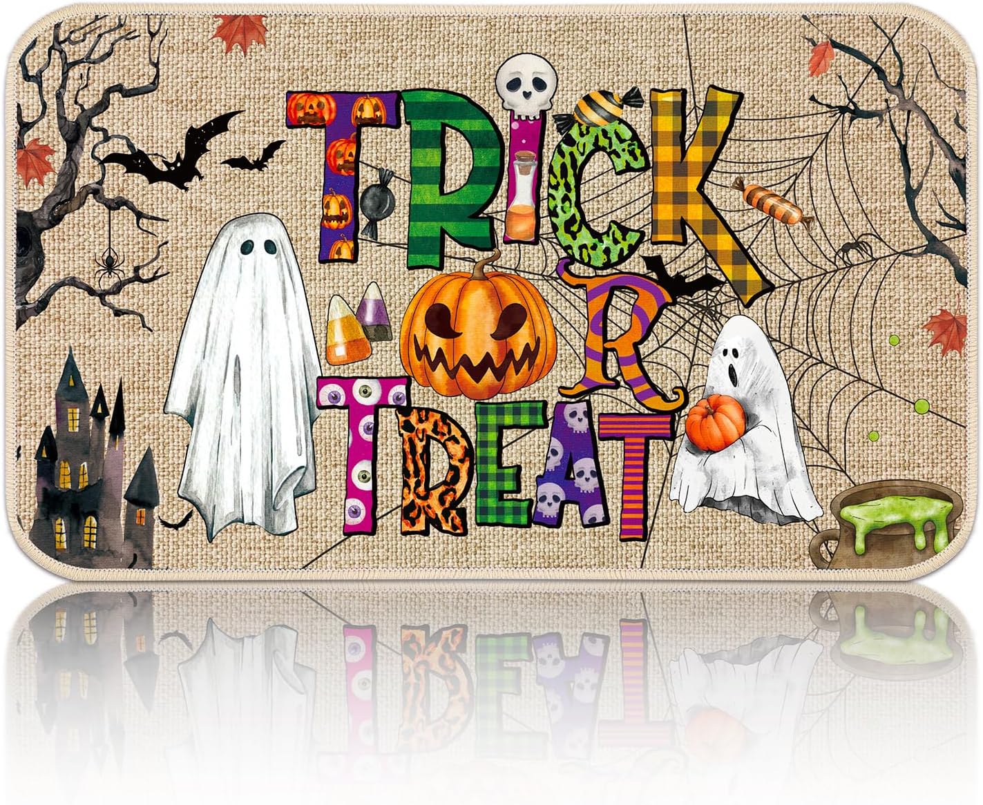 Ceenna Halloween Door Mat Outdoor Halloween Rugs Boo Trick