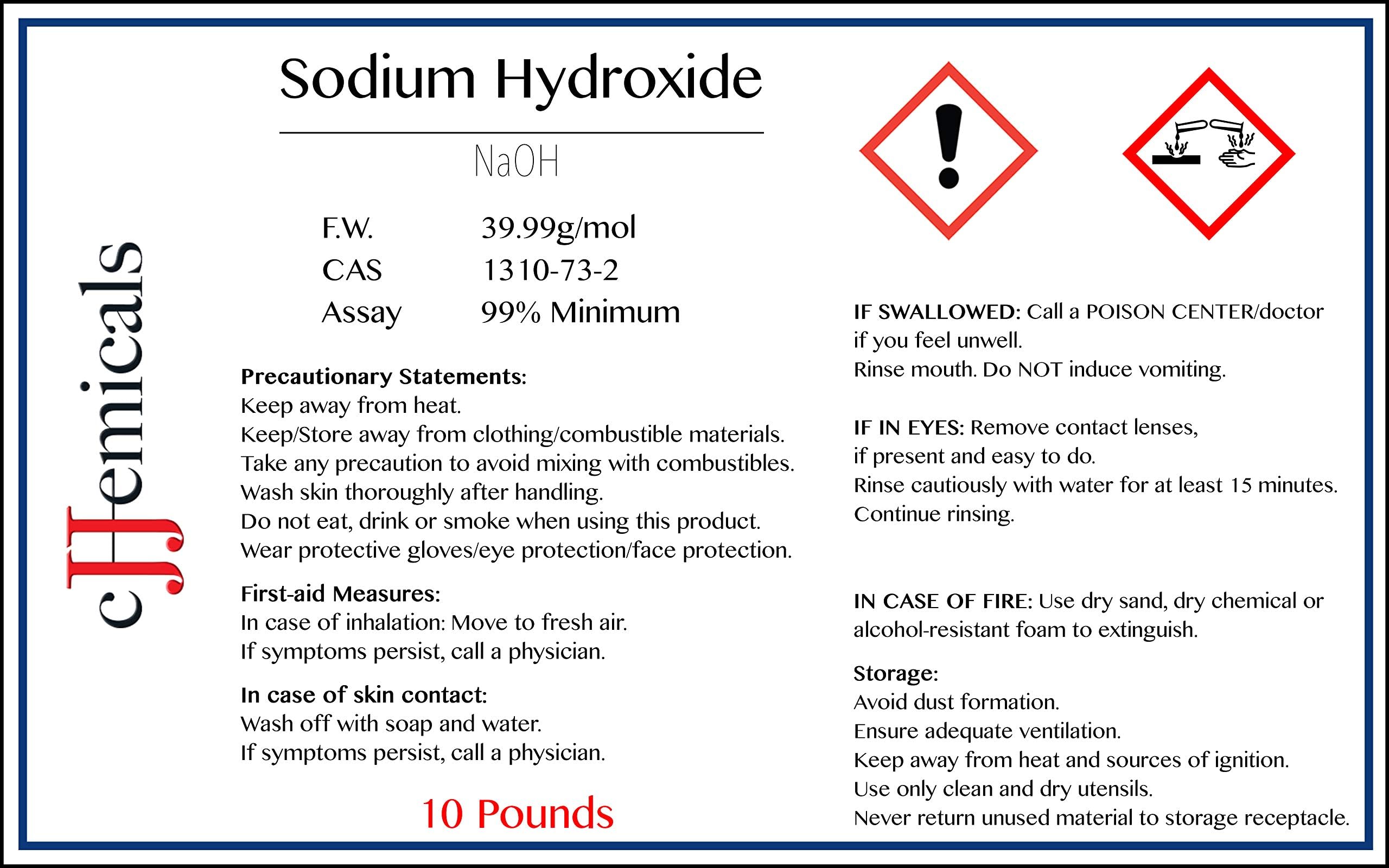 Sodium Hydroxide Minimum 99% Purity! 4x10lb JUGS
