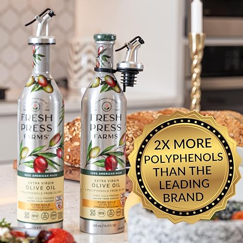 Miniatura 2 de Fresh Press Farms - Aceite de oliva extra virgen extra virgen de oro puro prensado en frío, 16.4 onzas líquidas (paquete de 2), cultivado en