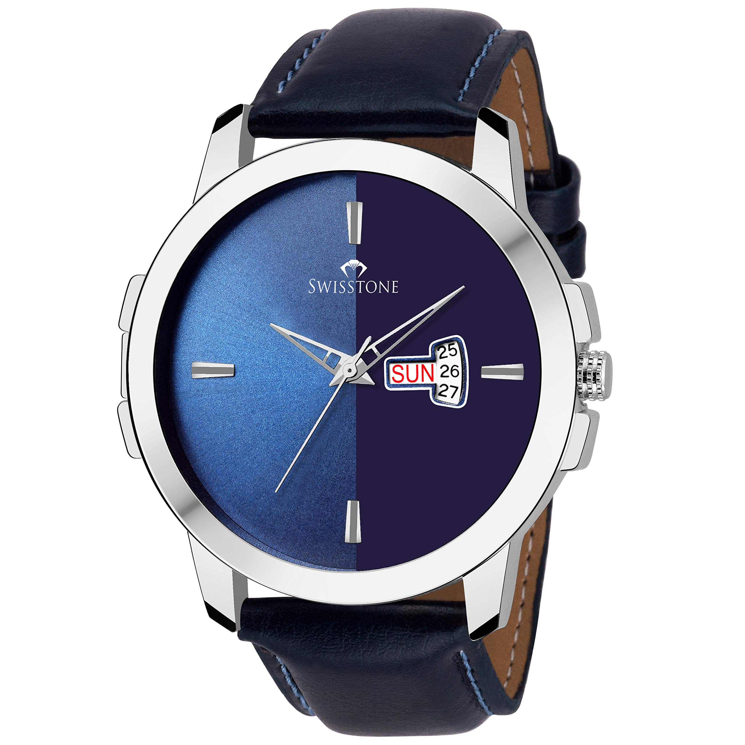 WT385 Leather Strap Analog Wrist Watch for Men