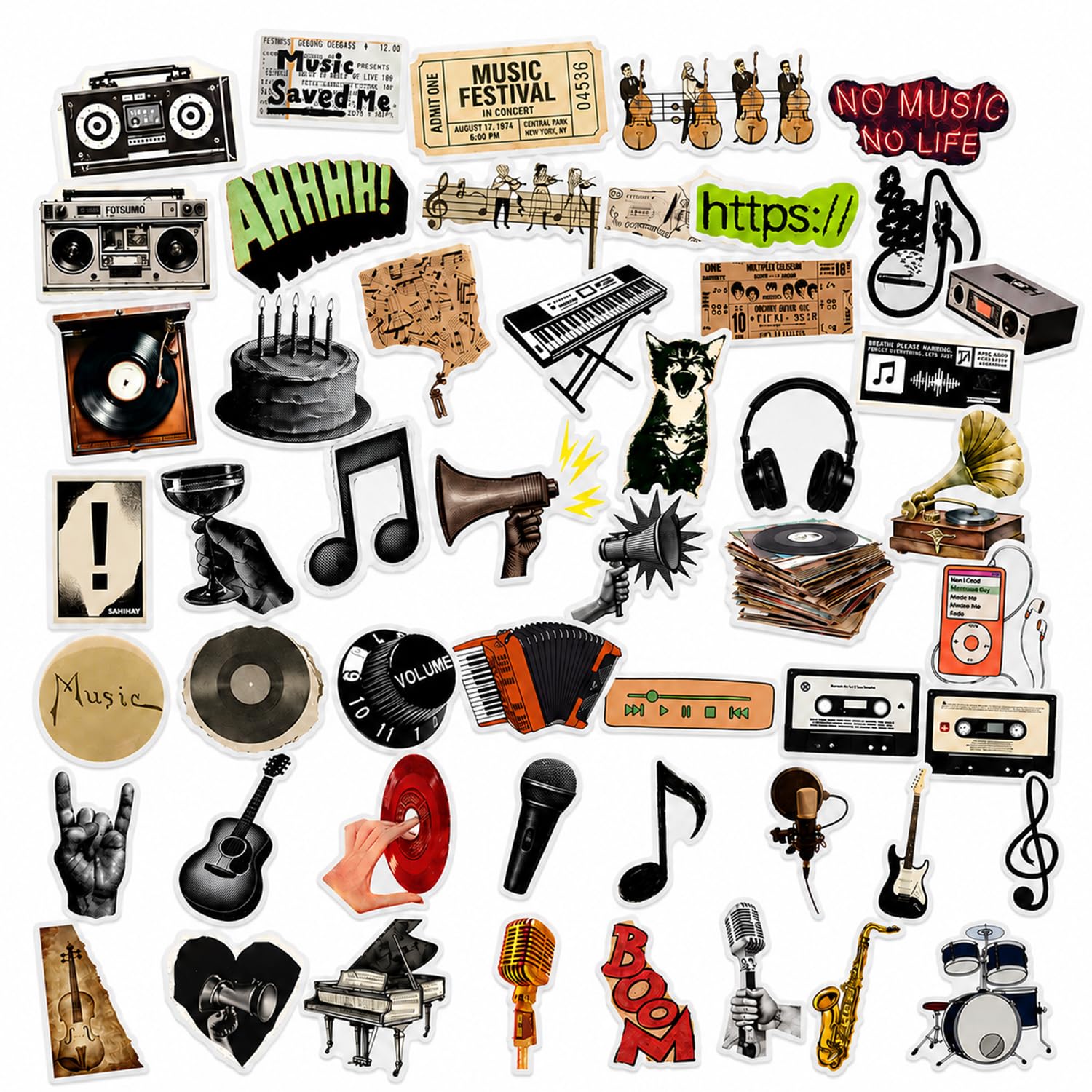 50 Pcs Retro Rock Y2K Stickers, Waterproof Decorative Stickers for Adults
