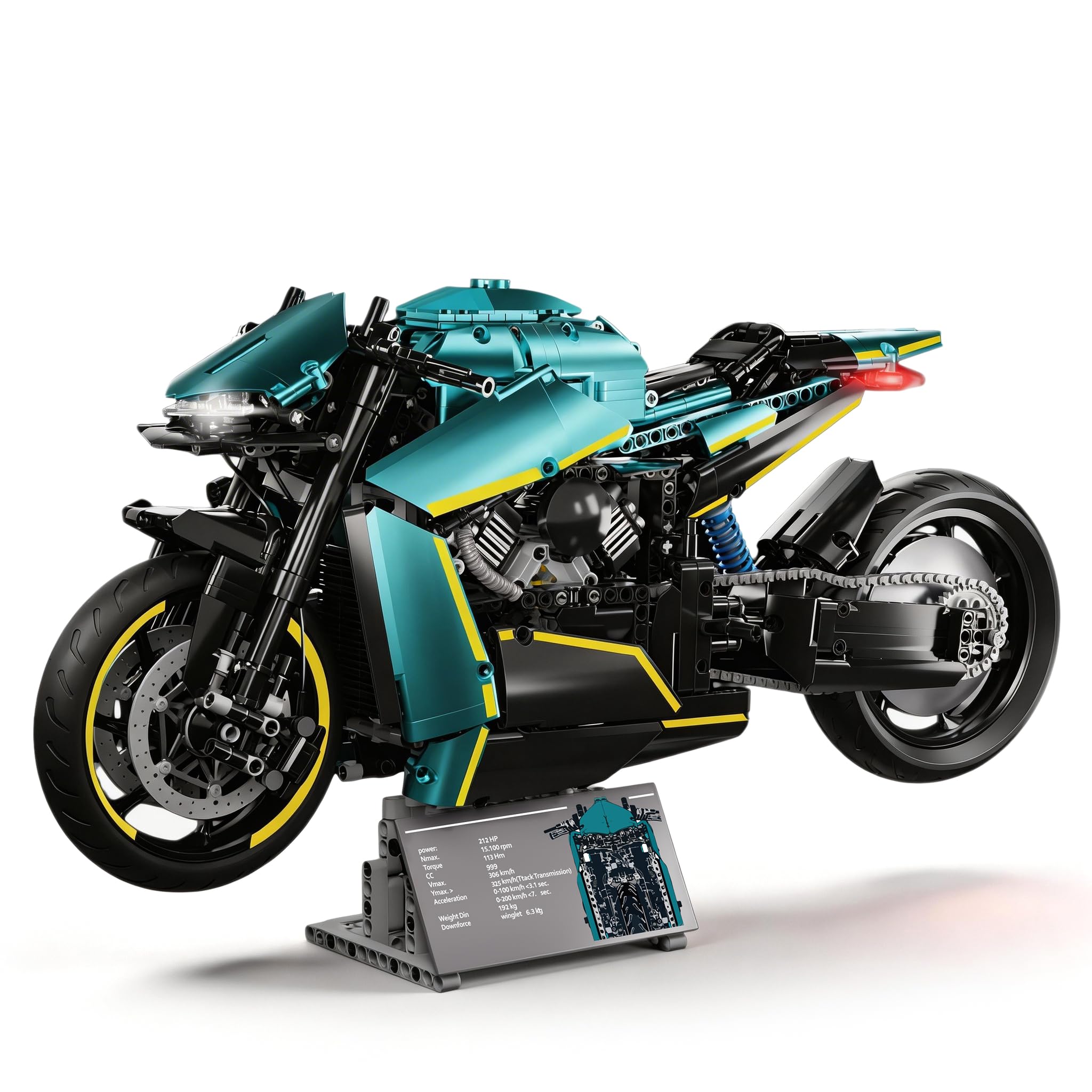 JSINMA Technic AMB001 Hyper - Set da costruzione di motociclette per adulti, modello di bici su larga scala 1:5 con luci a LED, display per ingegneria meccanica, regalo da collezione, oltre 2100 pezzi