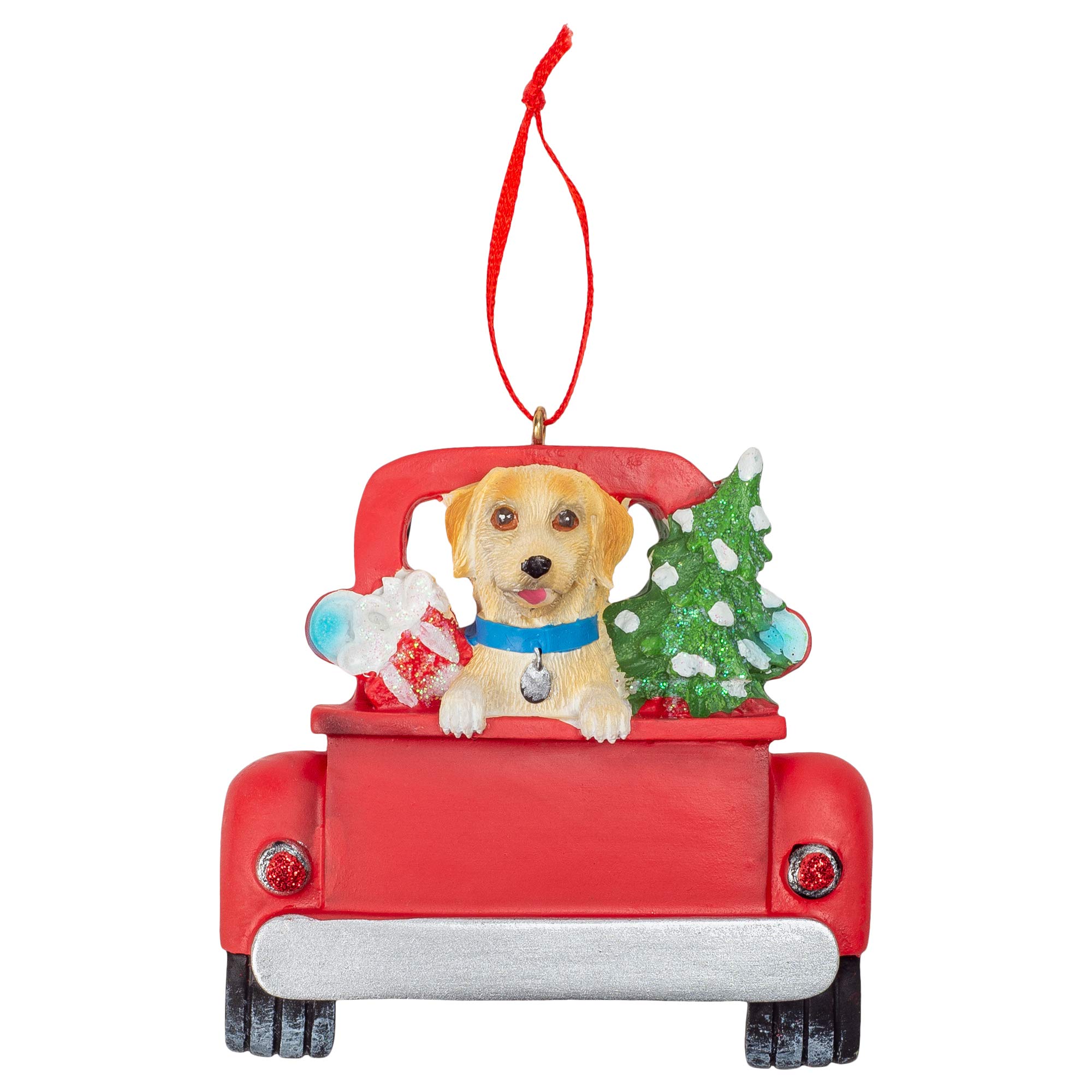 Joy To The WorldJoy To The World Yellow Lab in Vintage Red Truck 5.5 inch Decorative Hanging Ornament