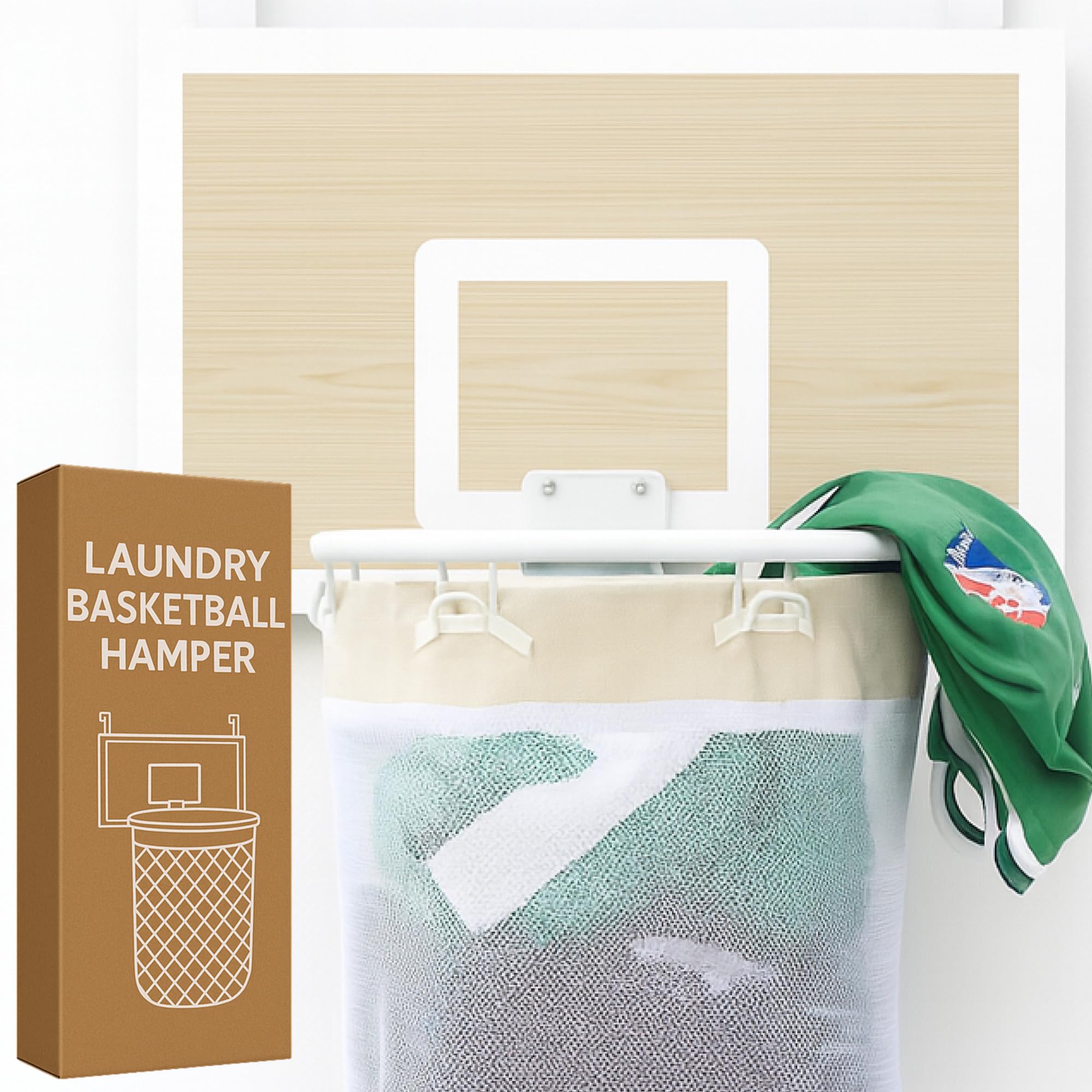 Laundry basketball hamper hoop (White Oak)