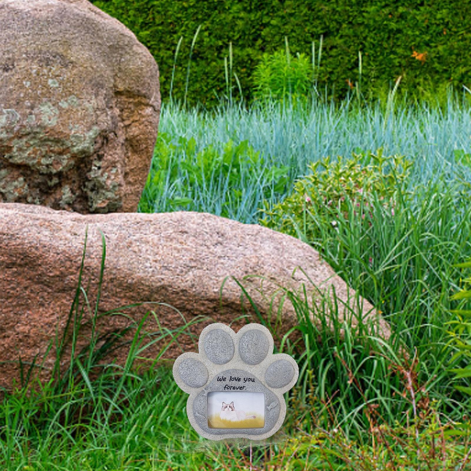 Hapivida Poot Print Memorial Stone, Poot vorm Hond Graf Marker, Hars Tuin Stenen Hond Graf Markers Grafstenen voor Tuin Achtertuin Decor Verlies van Hond Gedenktekens Verlies van Kat Gift (Groen