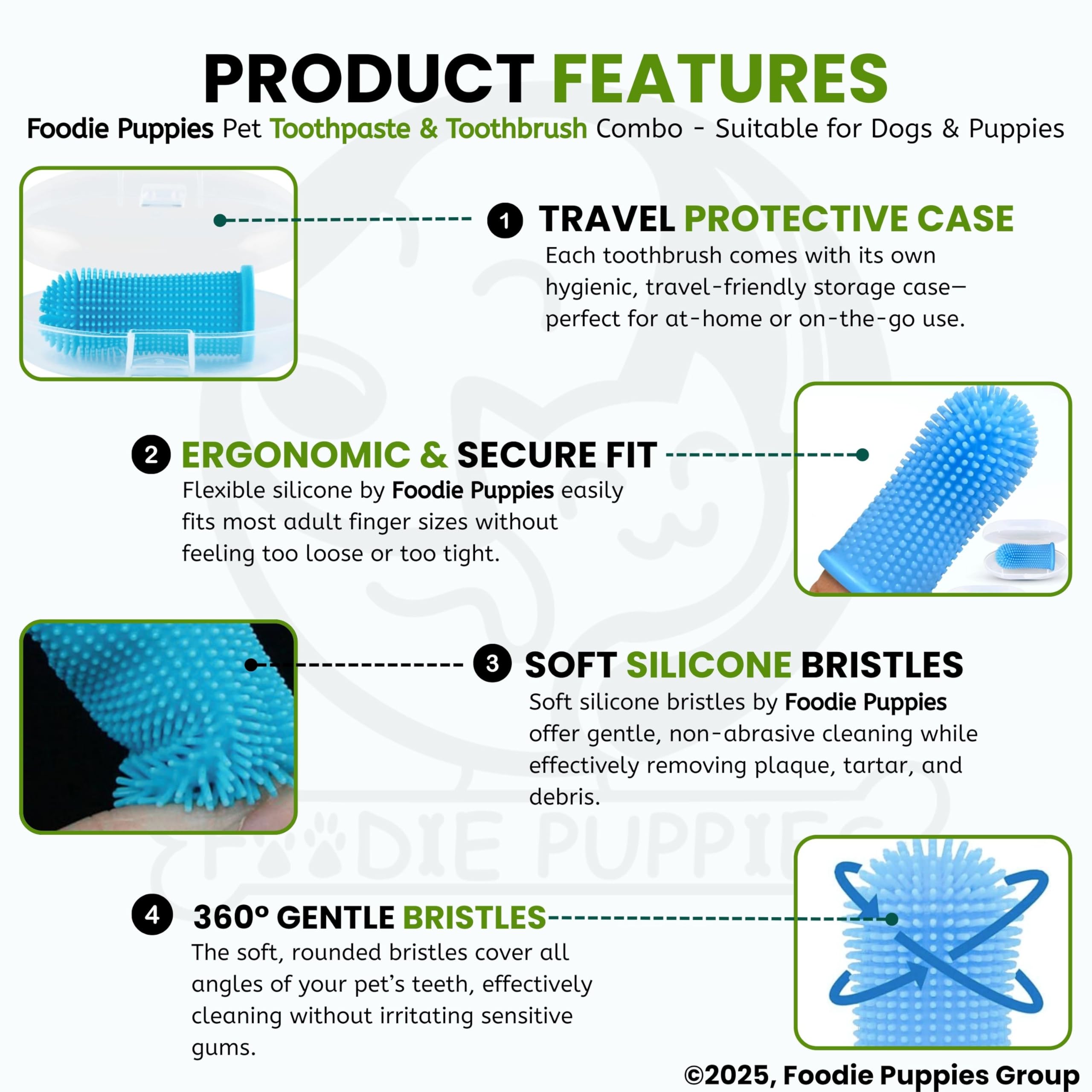 Foodie Puppies Dental Care Kit for Dogs and Puppies | Combo of Cool Mint Toothpaste for Dogs - 100gm and Silicone Finger Toothbrush | Reduces Plaque & Tartar 2