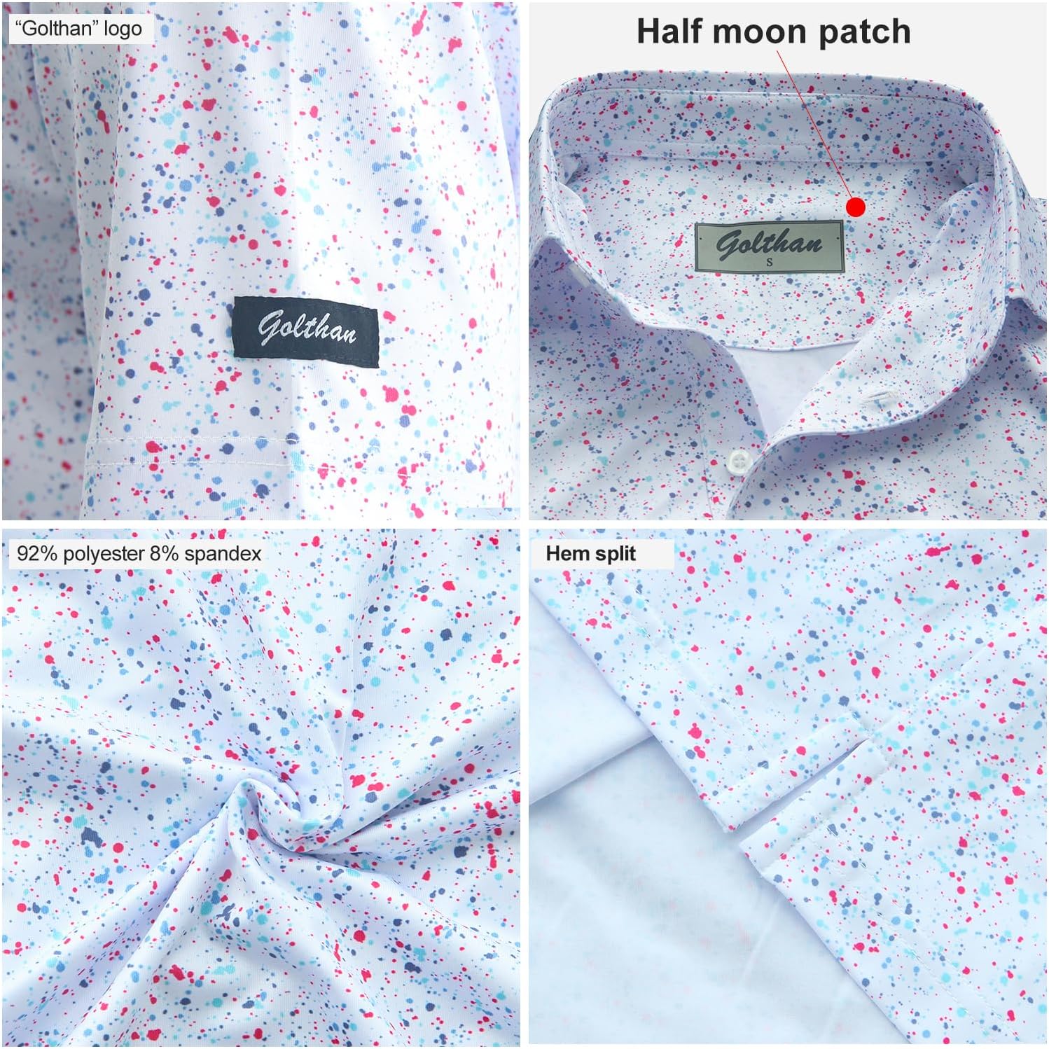 Men's Golf Polo T Shirts Short Sleeve Dry Fit Performance Moisture Wicking Casual Print Stiff Collar Golf Shirts for Men - Image 5