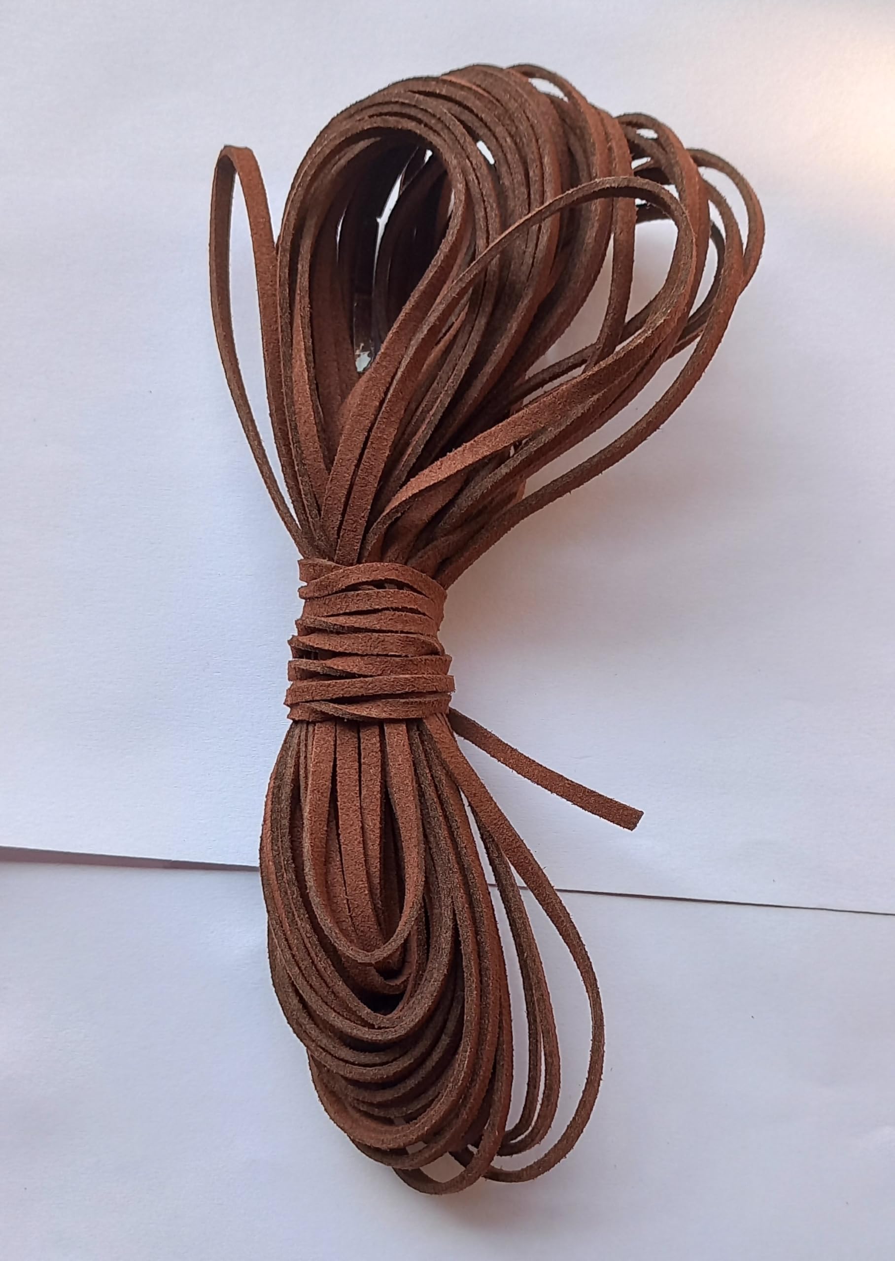 OMX Size - 3mm x1.4mm Faux Flat Suede Cord String Korean Leather Lace Beading Thread Cording for Jewelry Makings (10 Mtr, LT Brown)-image-45