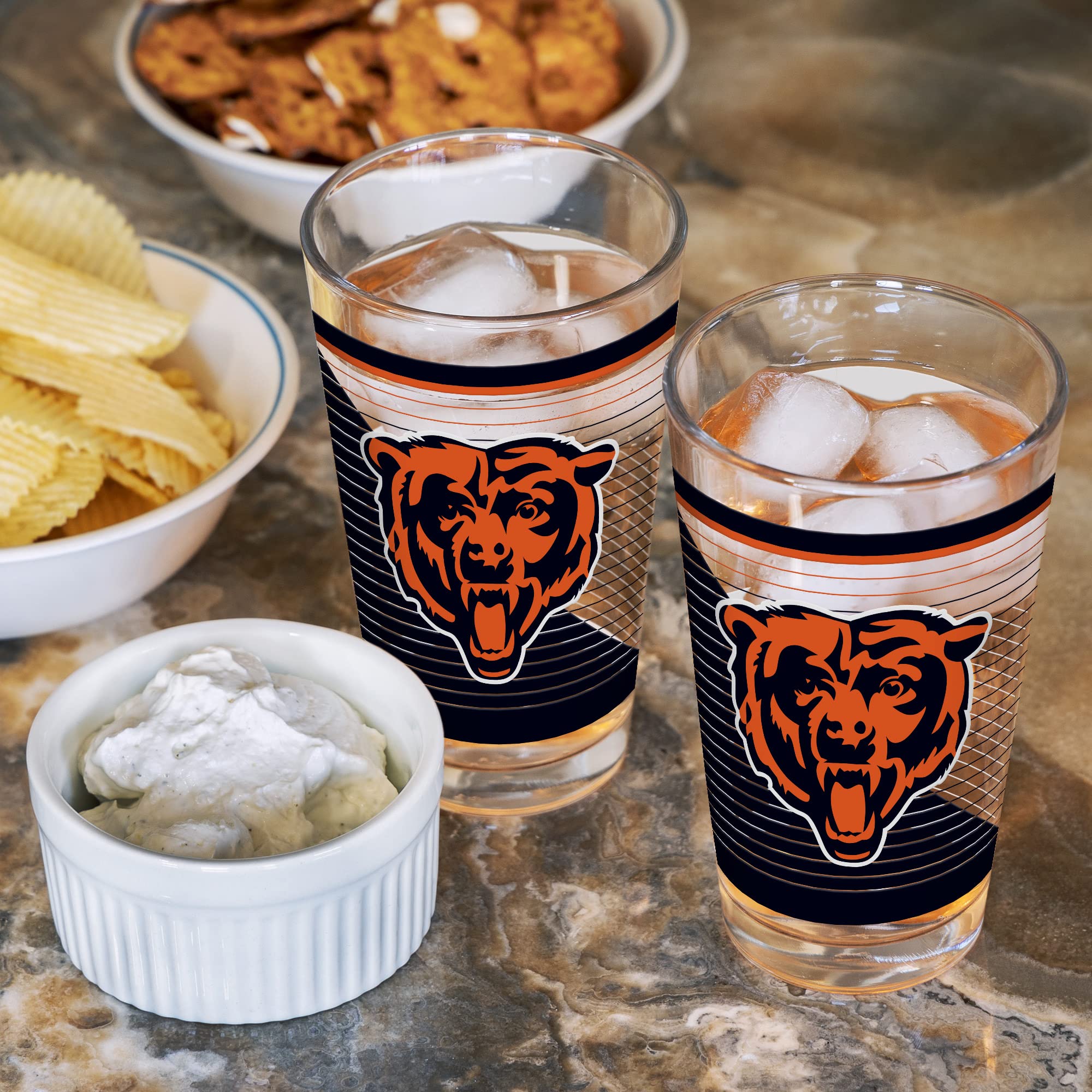 Chicago Bears Pint Glasses - NFL Fan Gift -4 Chicago Bears Pint Glasses - NFL Fan Gift -4