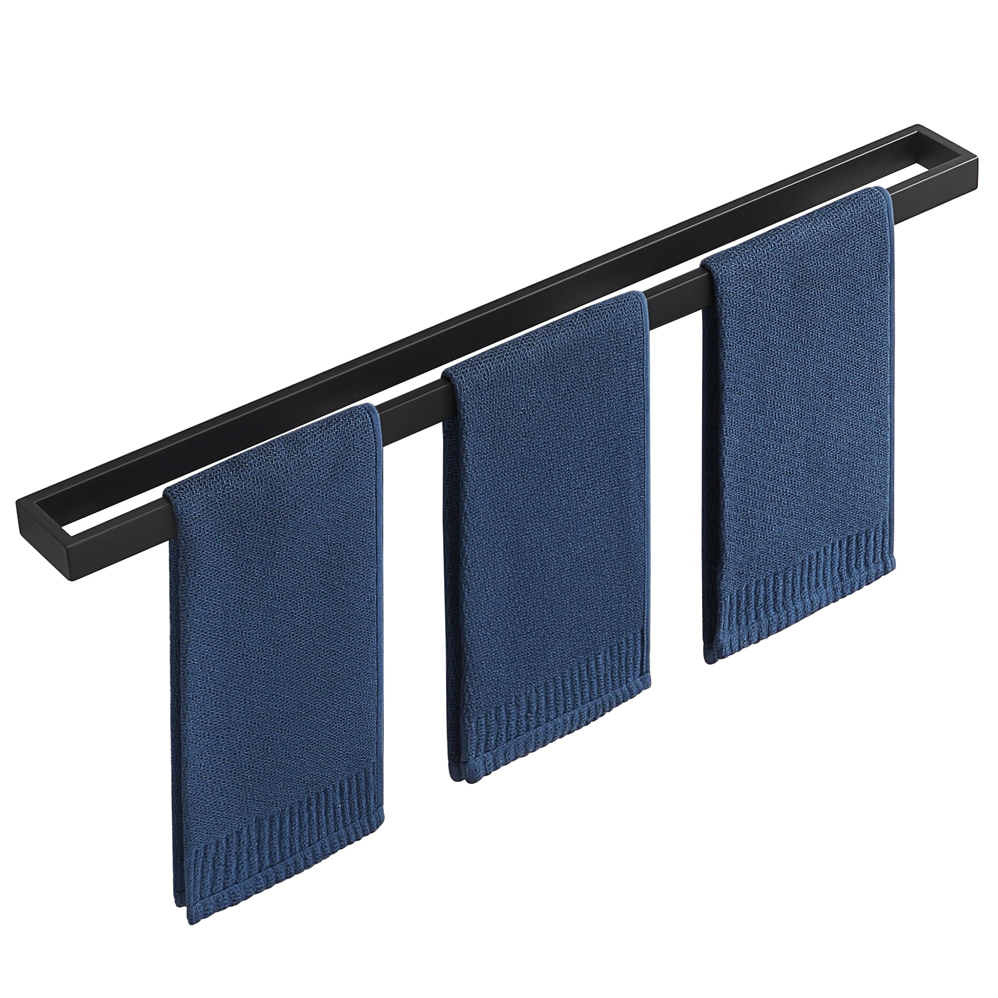 SAYAYO Toalleros de Baño, Toallero Negro Accesorios Baño Toallero Pared Colgador Trapos Cocina Acero Inoxidable Soporte Cuelga Toallas para Baño y Cocina 80CM