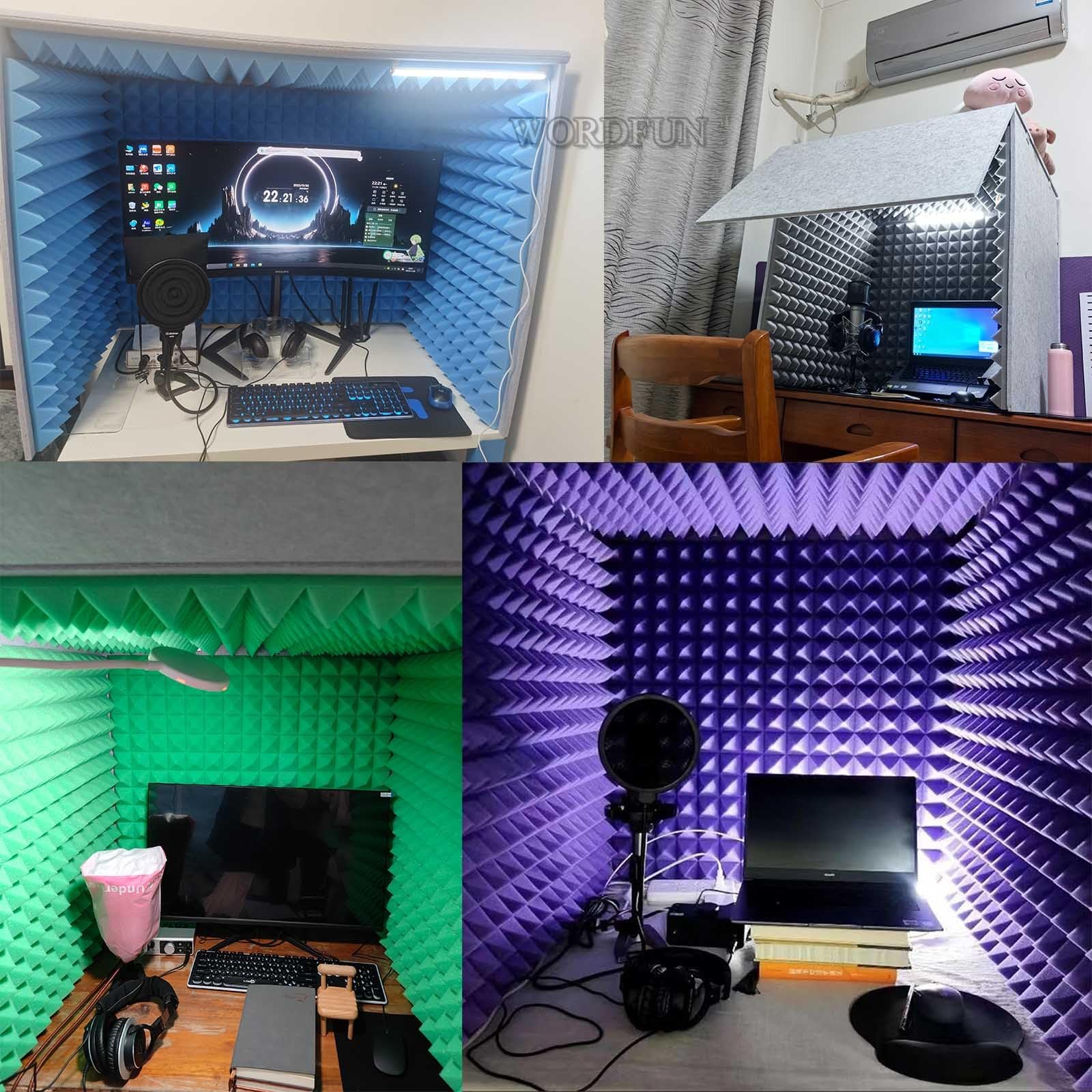 Przenośna obudowa do nagrywania płyt stacjonarnych, 80 x 80 x 80 cm Sound Booth, osłona absorpcji wokalnej, tarcza izolacyjna do studia domowego, nagrywanie muzyczne, podcasty, leczenie akustyczne