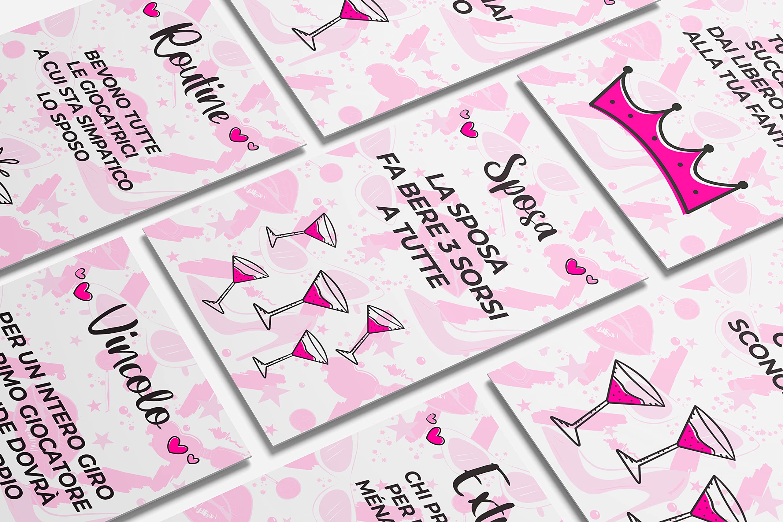 Giochi Alcolici Addio al Nubilato - di Carte per Bere - Kit Team Bride to Be - Accessori Gadget Amiche della Sposa, 100 pz