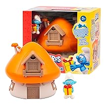 Giochi Preziosi I Puffi – Puffo Burlone E La Sua Casetta Dal tetto Arancione Ricca Di Accessori E Adesivi , Per Bambini A Partire Dai 3 Anni