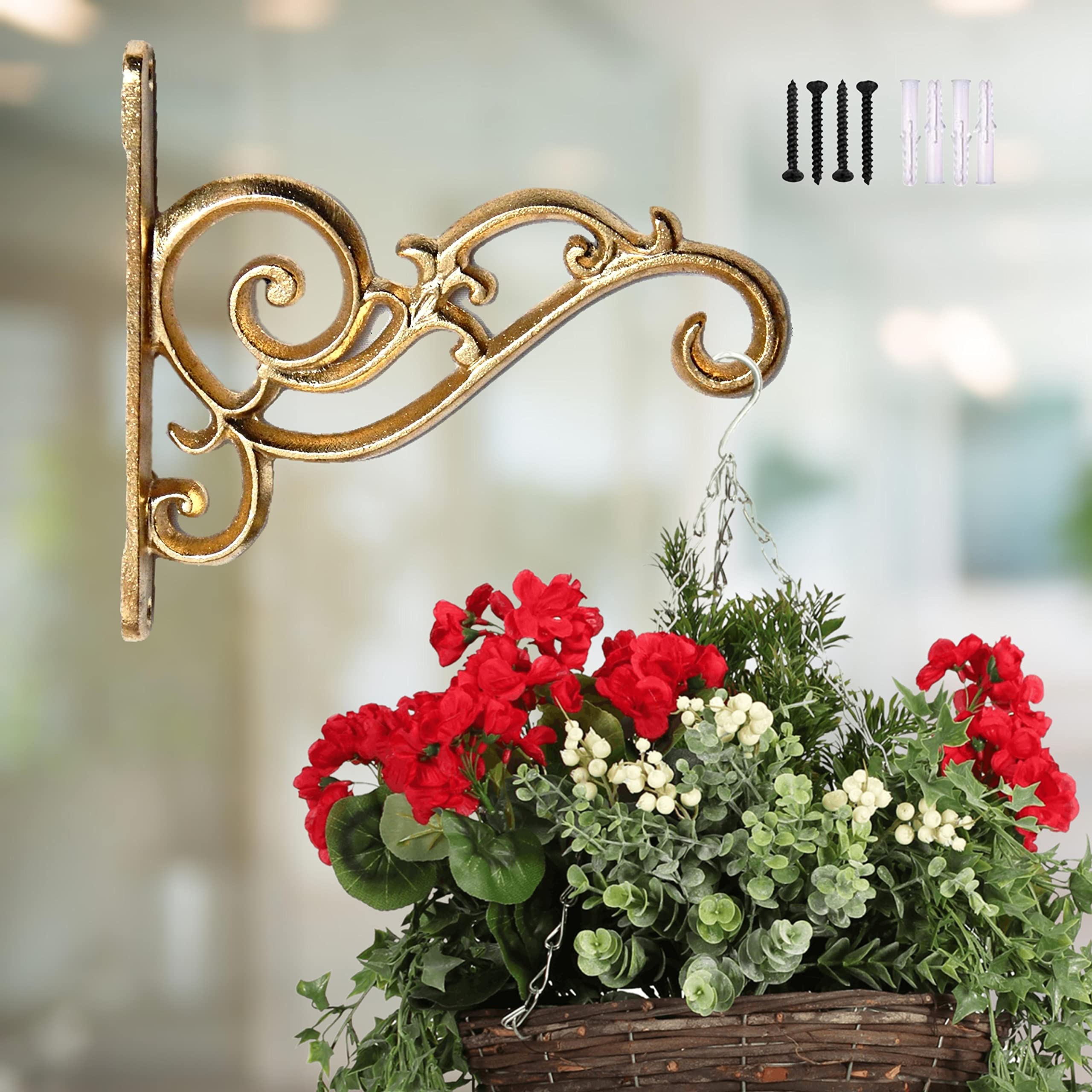 ecofynd Metal Wall Hook Hanging Plant Bracket (Golden)