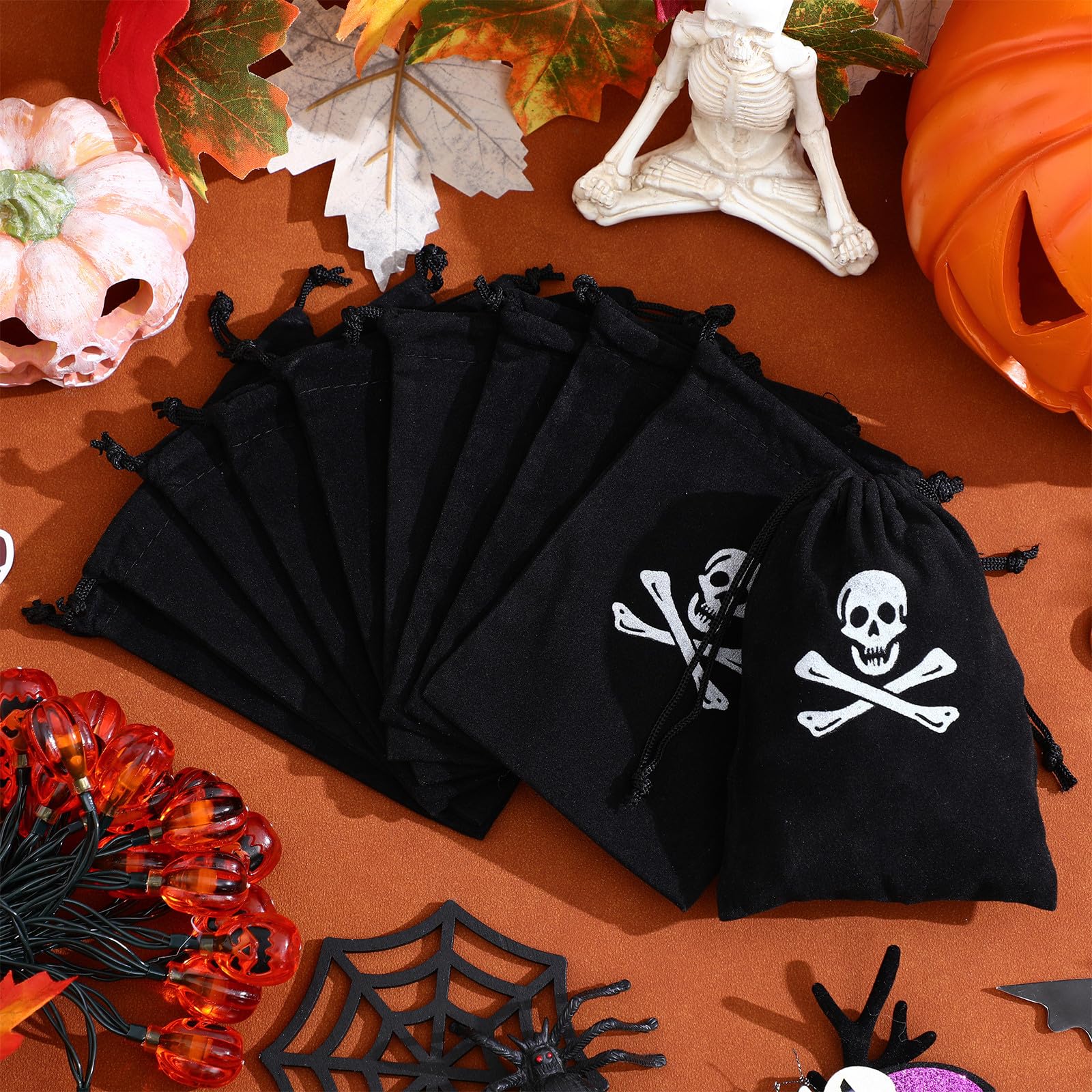 10 Pezzi Borsa Coulisse Pirata Halloween, Teschio
