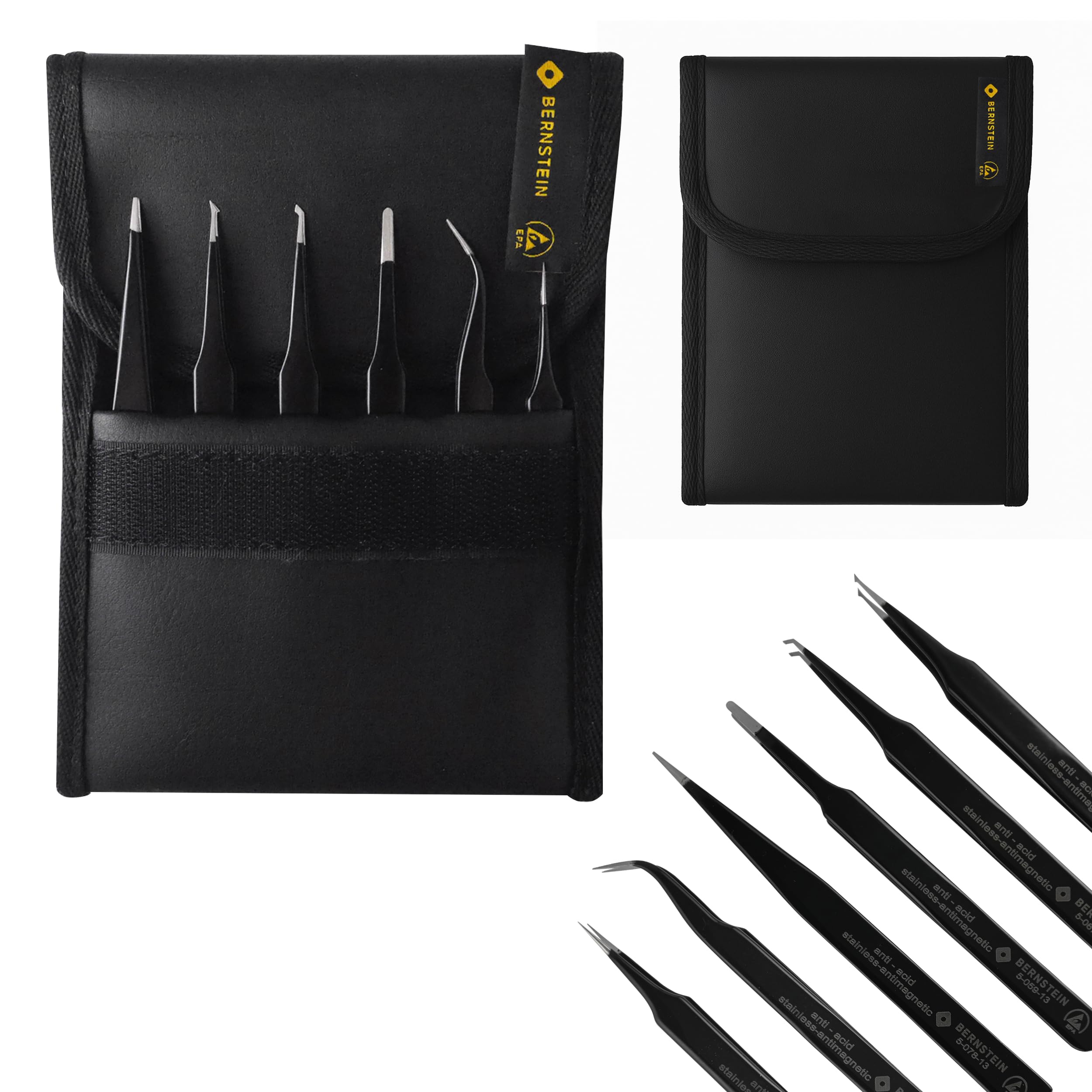 Bernstein 5-060 - Set Di Pinzette Esd Per Componenti Smd, 6 Pezzi-image