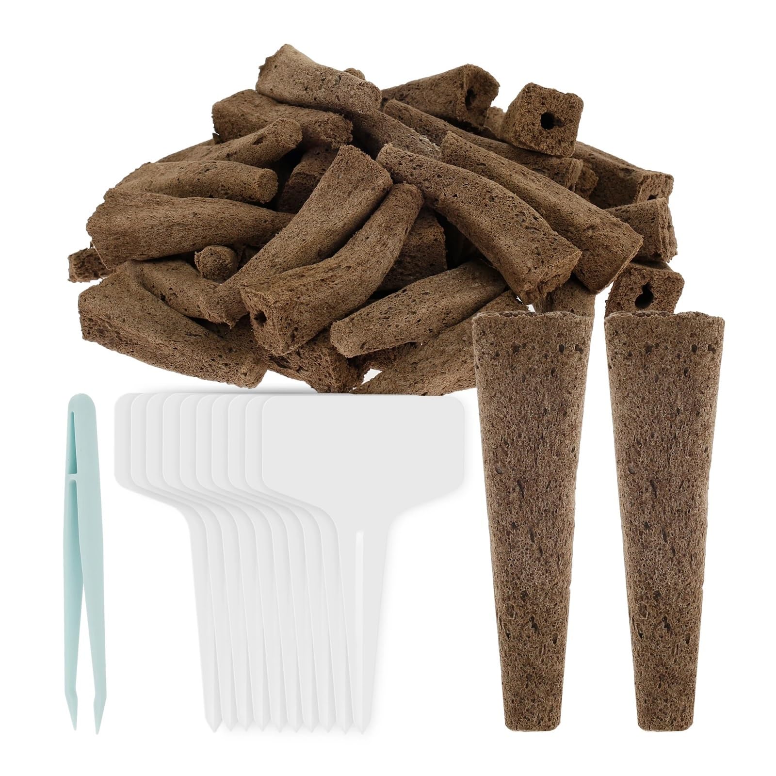 LPATEBCVU Grow Sponges 50Pcs Seed Grow Sponges Hydroponic Pods Kit with Plant Labels Replacement Root Garden Nutrients Growing Planting