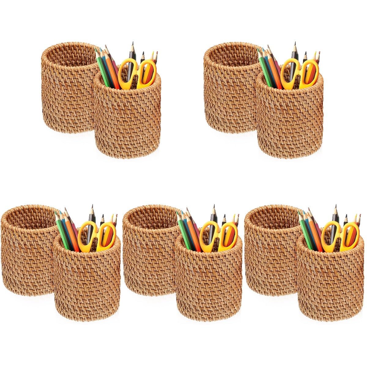 Boîtes en rotin petits pots à crayons vintage Tofficu pour décoration intérieure de maison