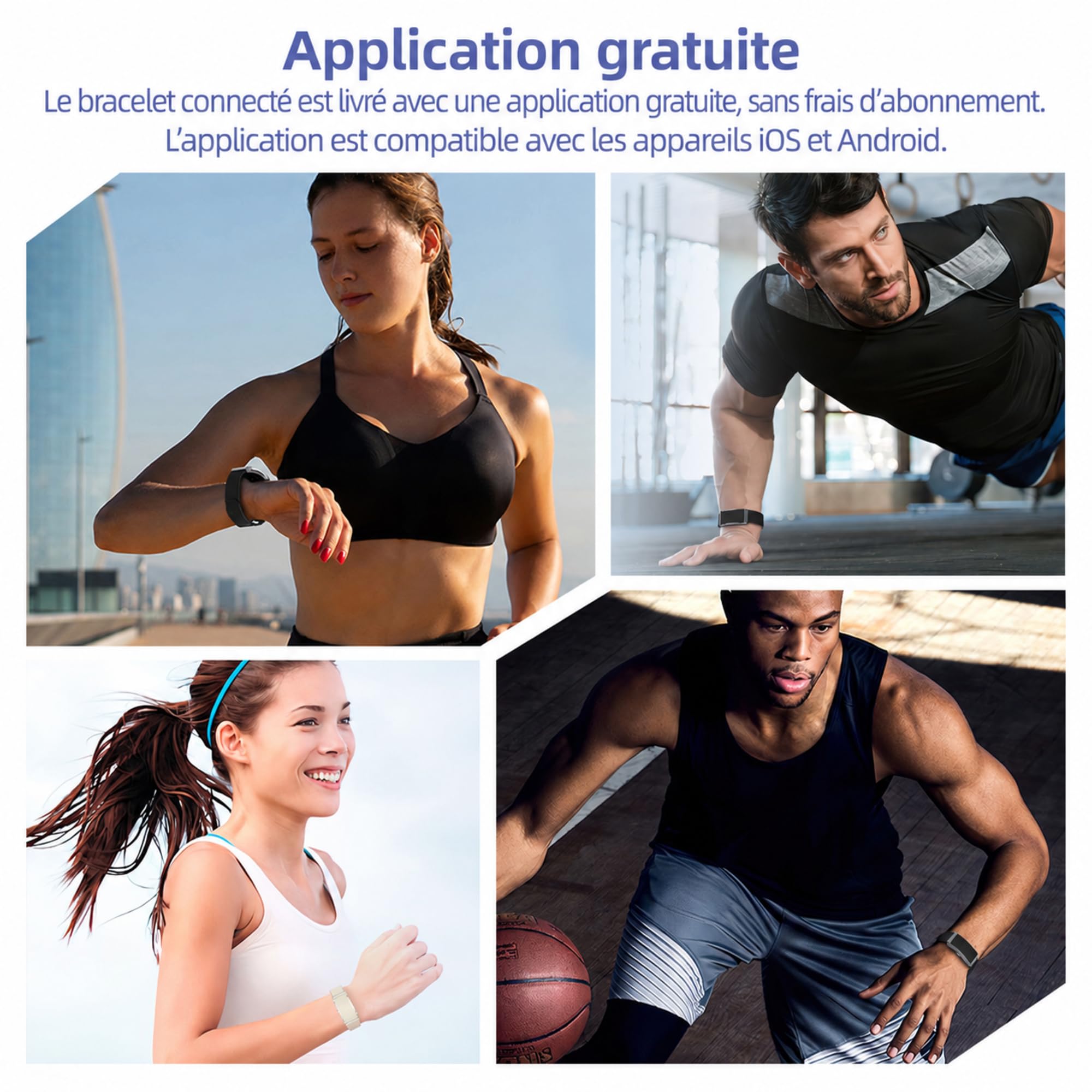 Fitness Tracker​, IP68 Bracelet Santé Connectée Homme Femme | 160+Sport, Rapport Santé l'IA, Surveillance 24h-Fréquence Cardiaque/SpO2/Stress/Sommeil, Appel/SMS Notification, APP Gratuite
