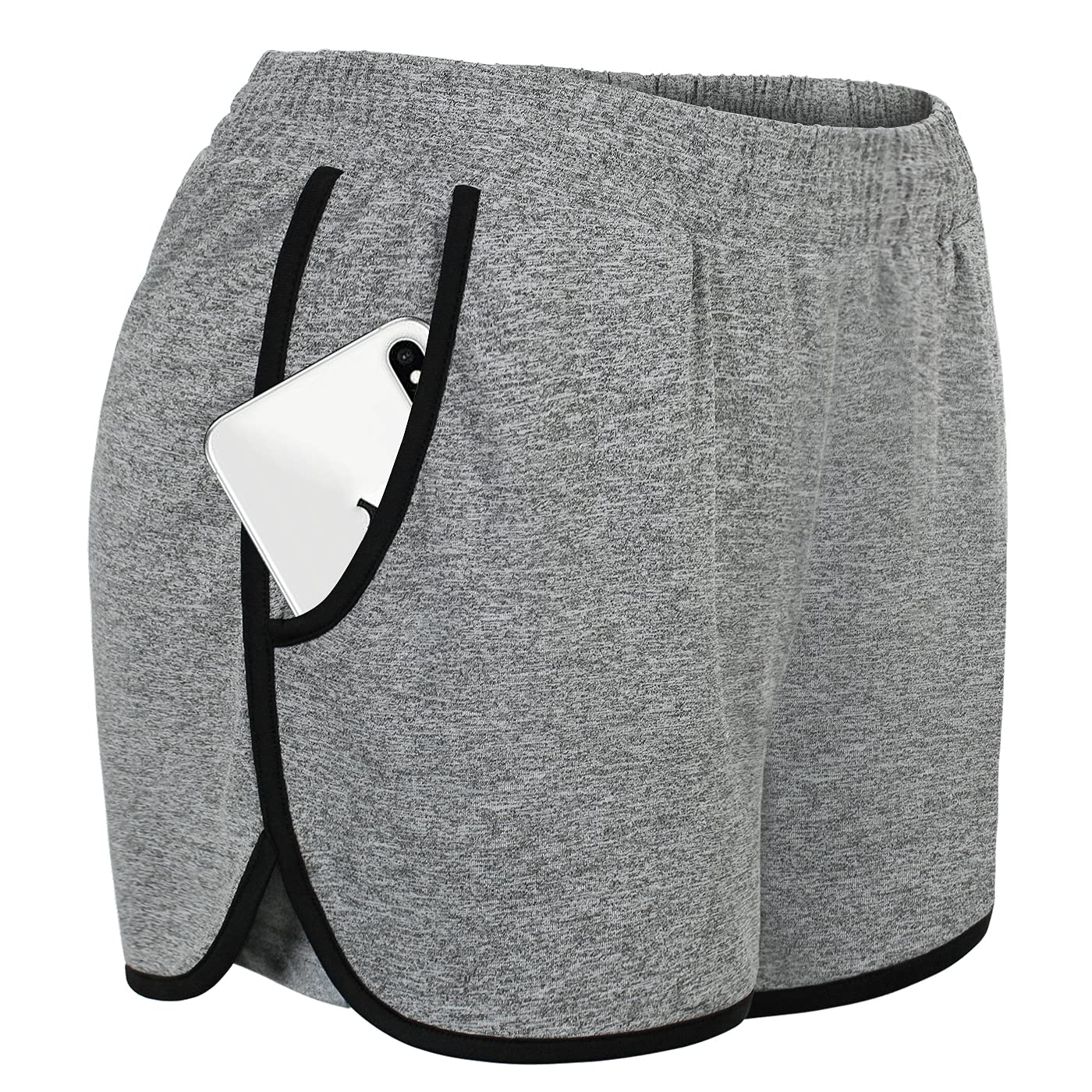 Ouncuty Womens Comfy Banded Waist Sports Running Gym Workout Shorts with Pockets