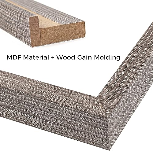 Miniatura 6 de Golden State Art, Marco rústico gris de 16 x 20 pulgadas, tapete marfil para fotos de 11 x 14 pulgadas, ganchos de dientes de sierra para exhibición