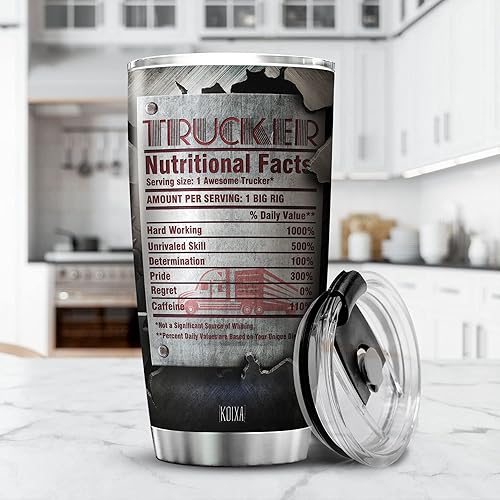 Miniatura 3 de Vaso de calavera para conductores de camiones, regalos para hombres de parte de su esposa, hechos nutricionales, taza de café aislada de acero