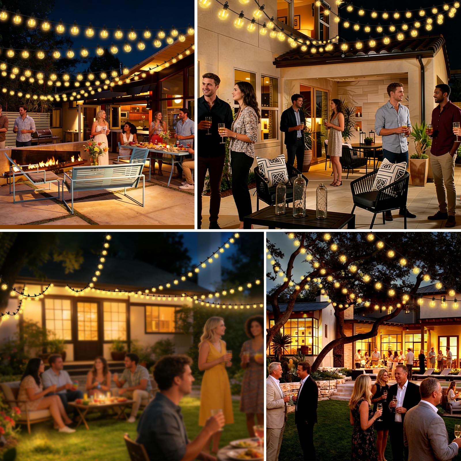Guirlande Lumineuse Exterieure 30M LED Guinguette Connectable 60+2 G40 Ampoules IP65 Télécommande 4 Modes Minuterie