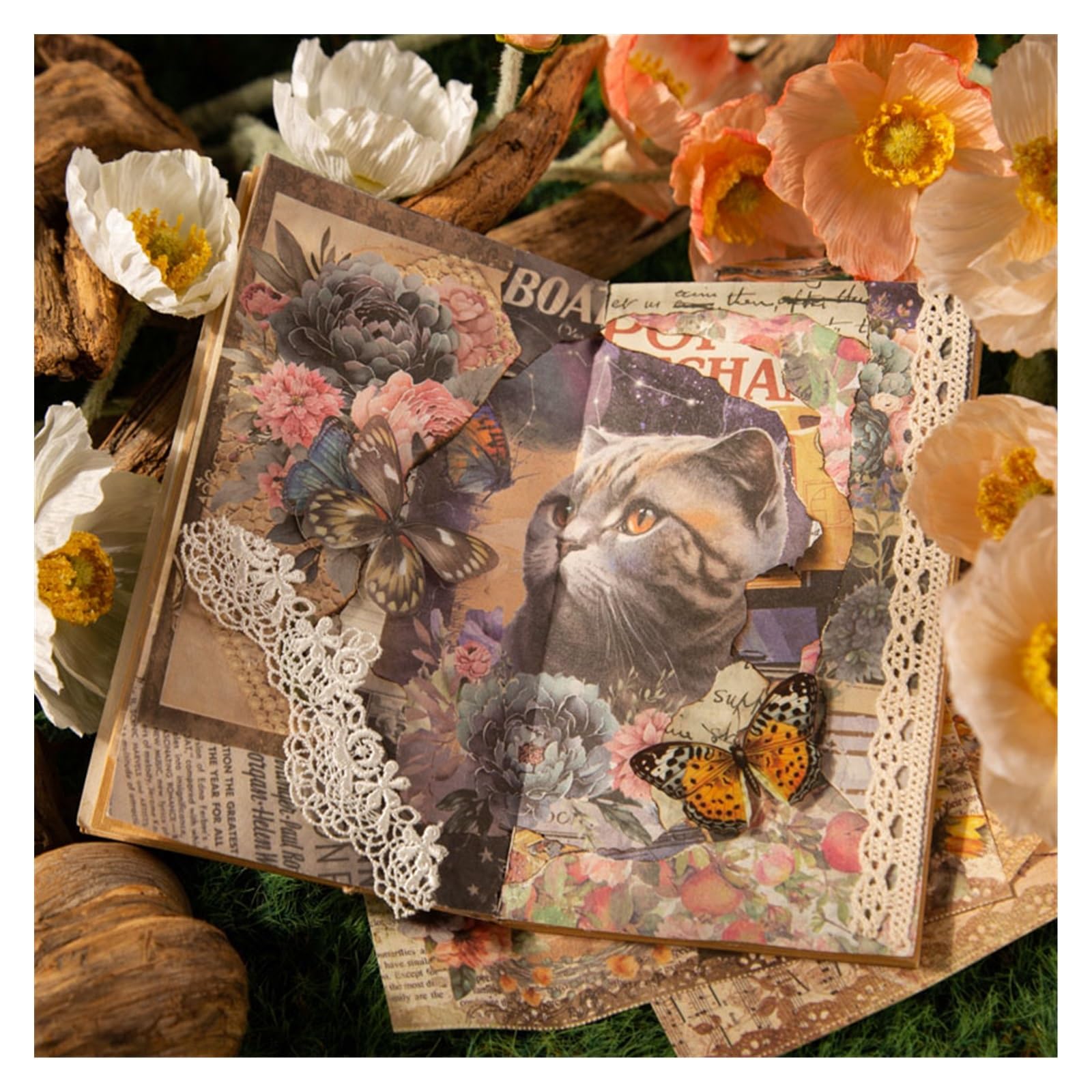 168 Fogli Di Carta Per Scrapbooking, Texture Floreale Vintage Con Goffratura, Per Diario, Decoupage, Planner E Biglietti Fai Da Te